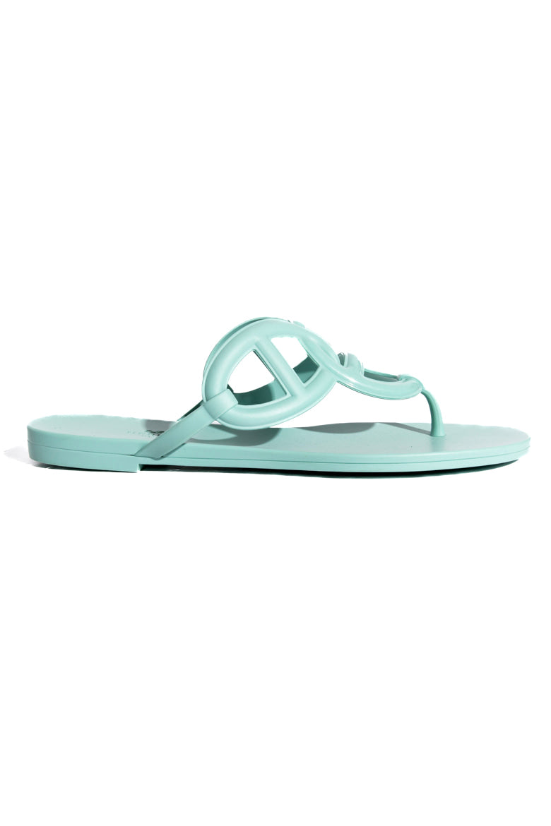 HERMES Aqua Egerie Chaine De'Ancre Rubber Sandals (Sz. 38)