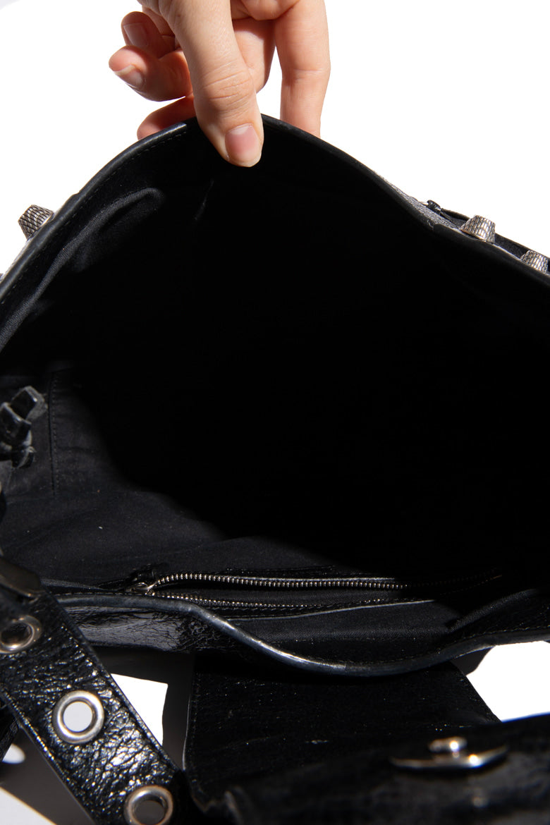 BALENCIAGA Black Arena Medium Le Cagole Crossbody Bag