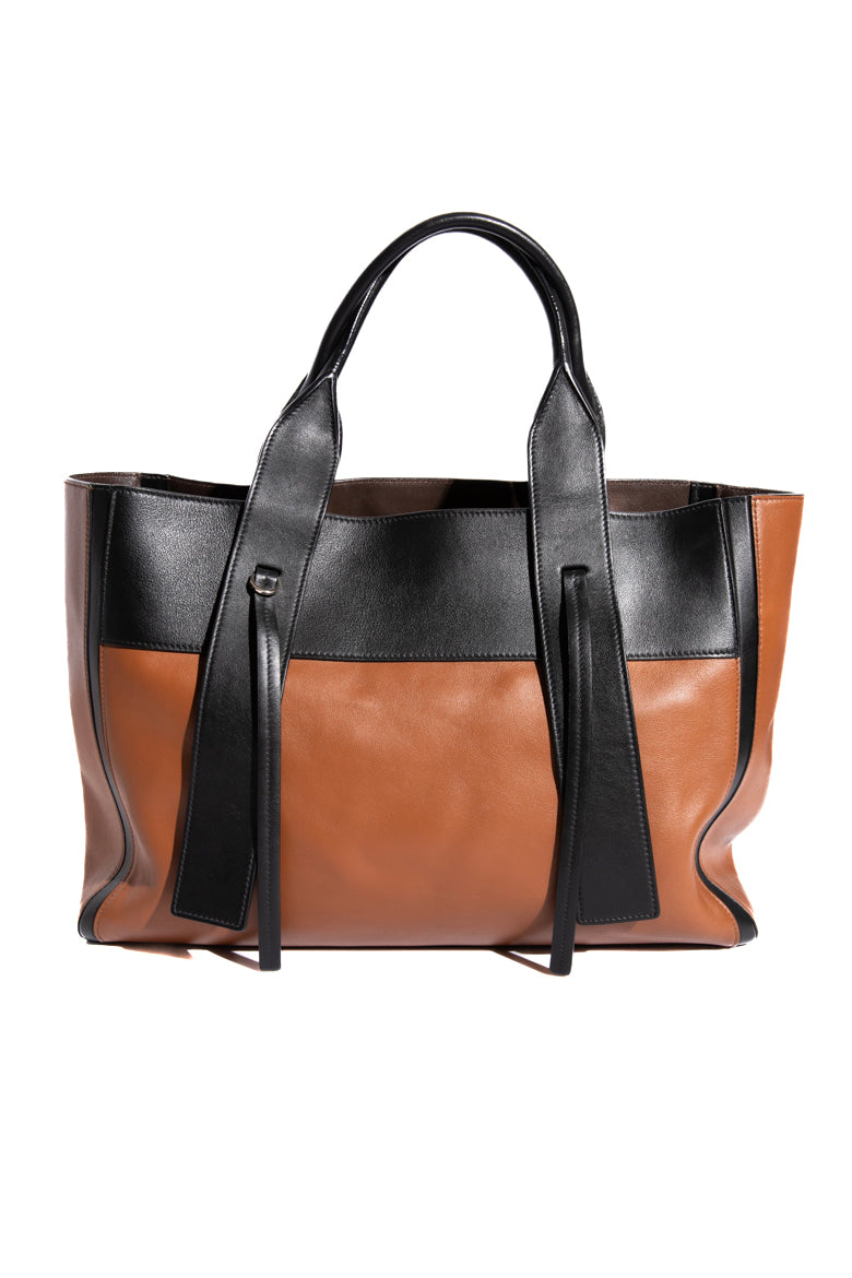 PRADA Brown & Black Leather Grace Lux Ouverture Bag