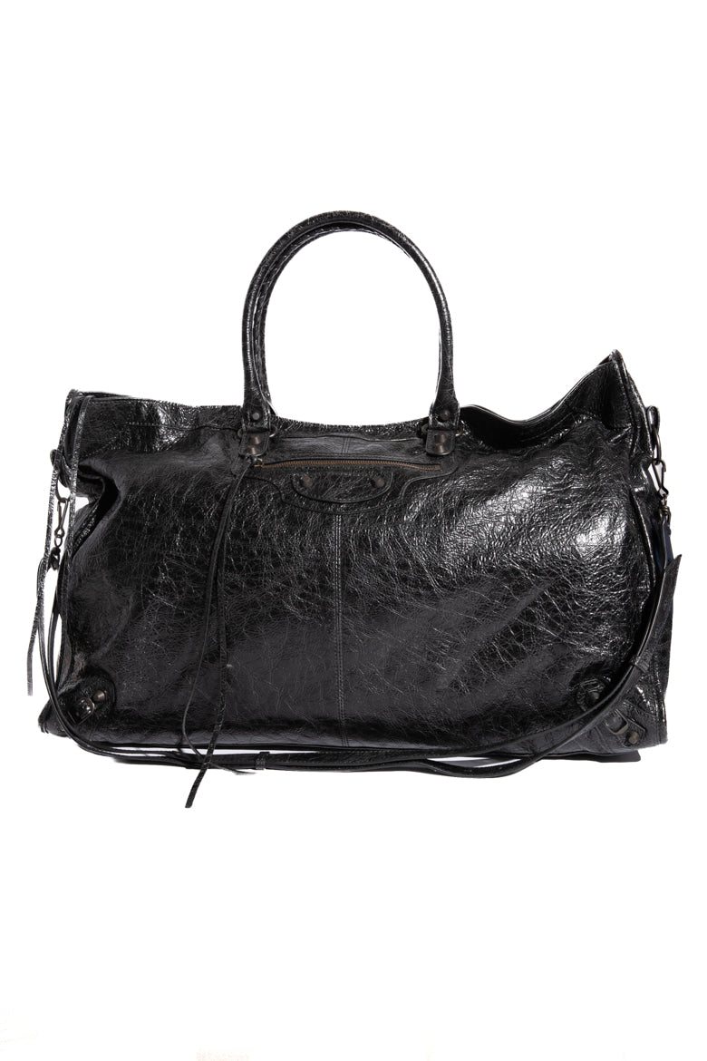 BALENCIAGA Black Crinkle "Le City" Travel Arena Bag