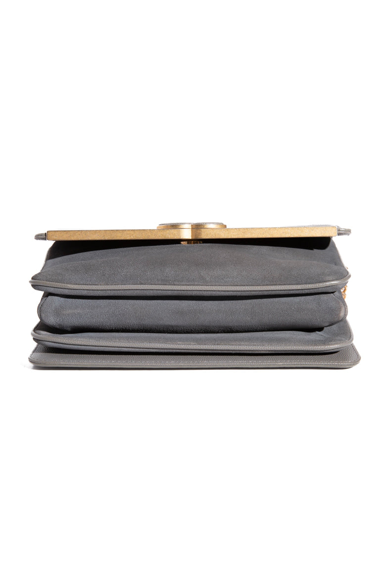 CHANEL Grey Lady Coco Flap Suede Caviar Crossbody