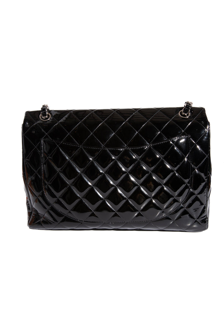 CHANEL '10 Black Patent Maxi Single Flap Bag