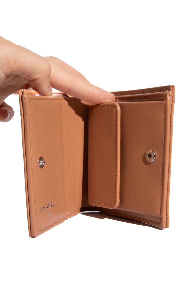 CHANEL Tan Quilted Bi-Fold Wallet