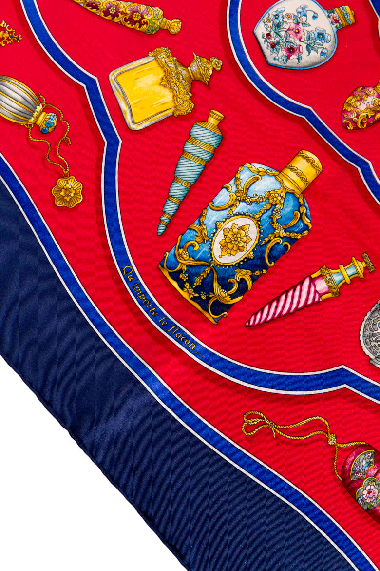 HERMES Red & Blue Printed Large Silk Square Scarf
