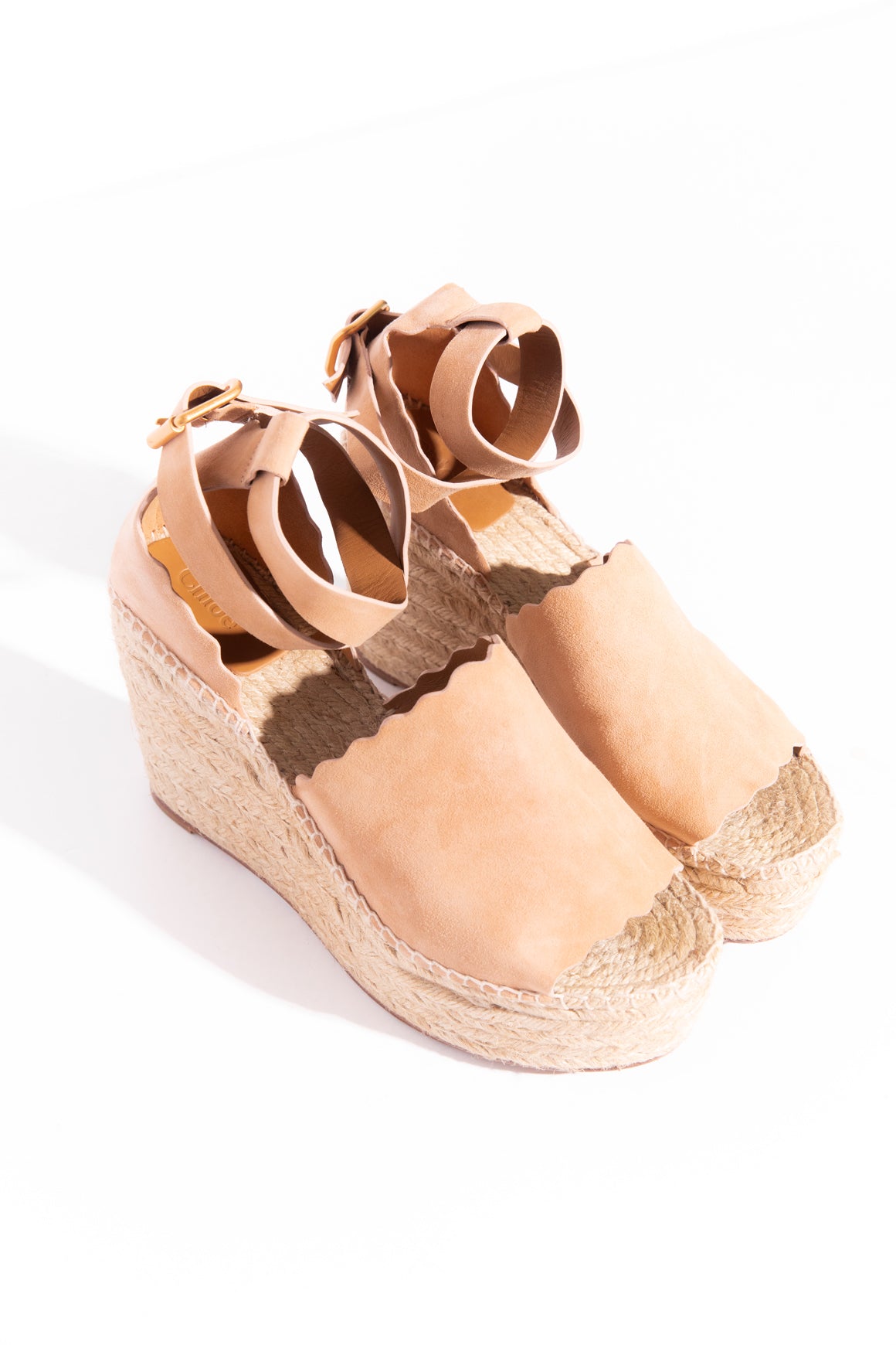 CHLOE Tan Suede "Lauren" Espadrille Wedges (Sz. 41)