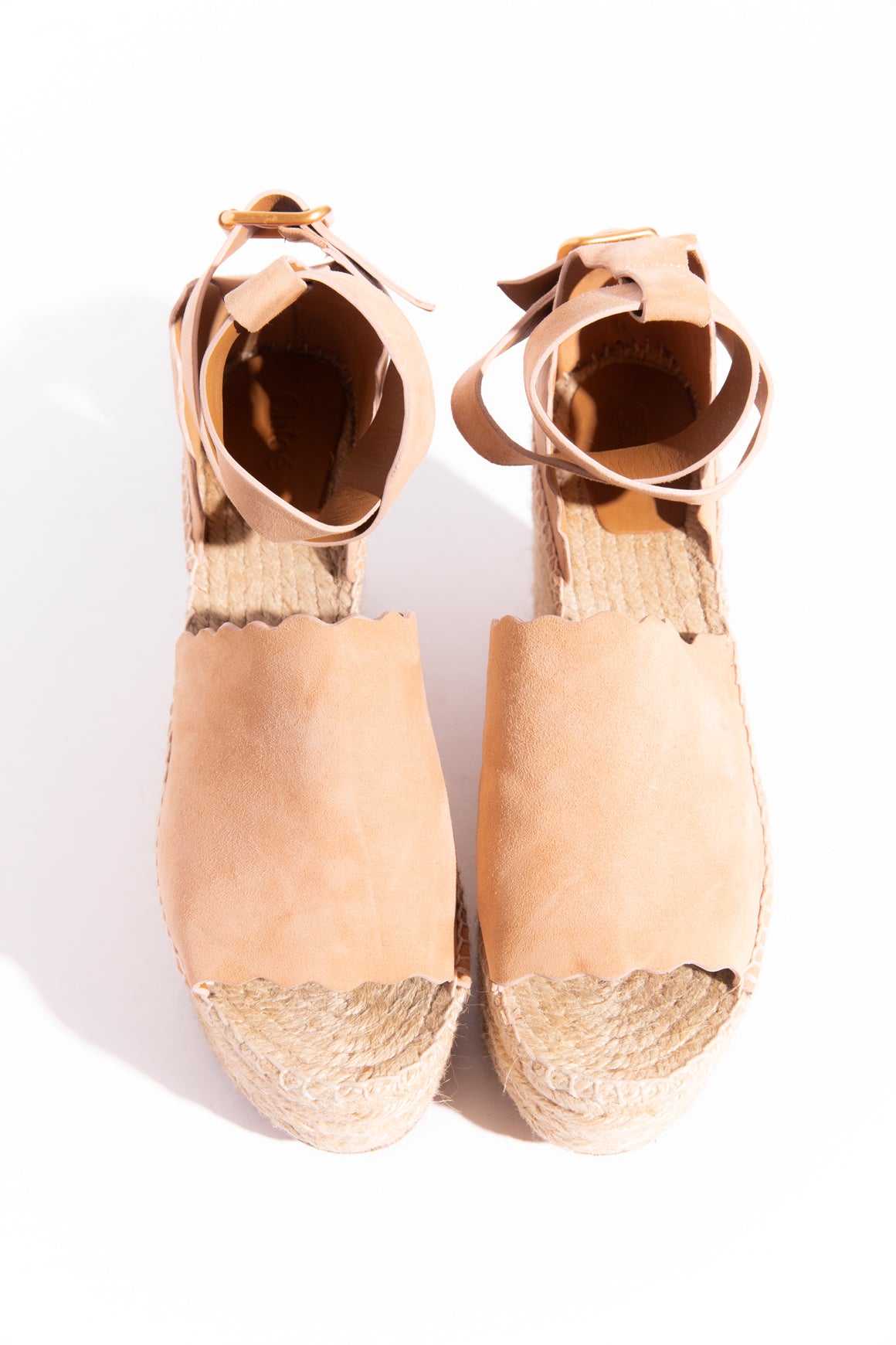 CHLOE Tan Suede "Lauren" Espadrille Wedges (Sz. 41)