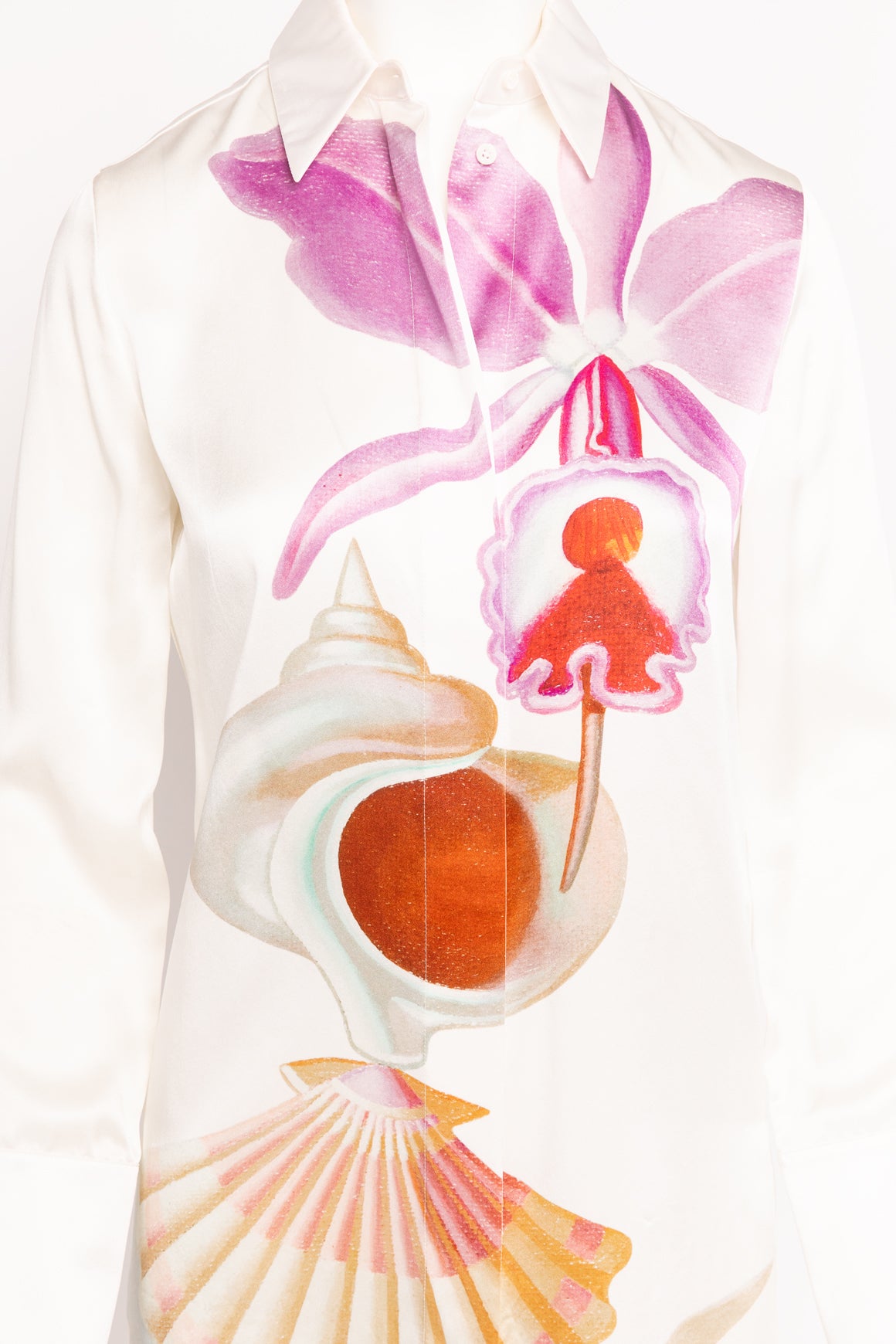 LOEWE White Maruja Mallo Printed Silk Shirt (Sz. XS)