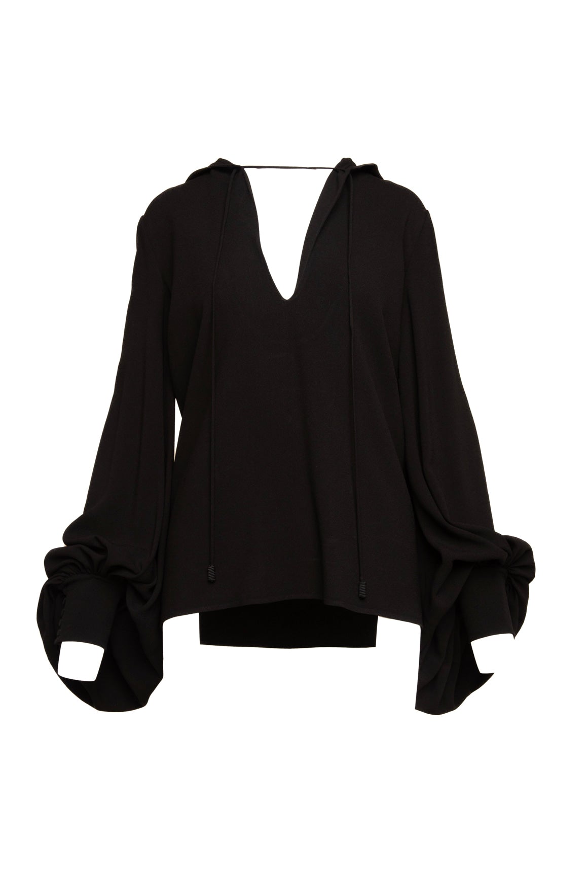 SAINT LAURENT Hooded Balloon Sleeve Blouse (Sz. 36/2)