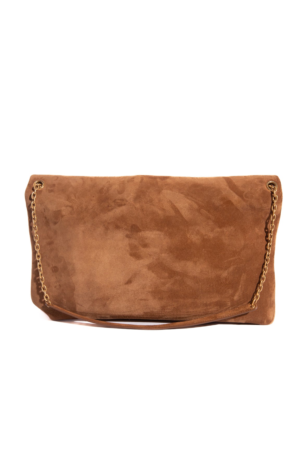 SAINT LAURENT Tan Suede Large Envelope Flap Bag
