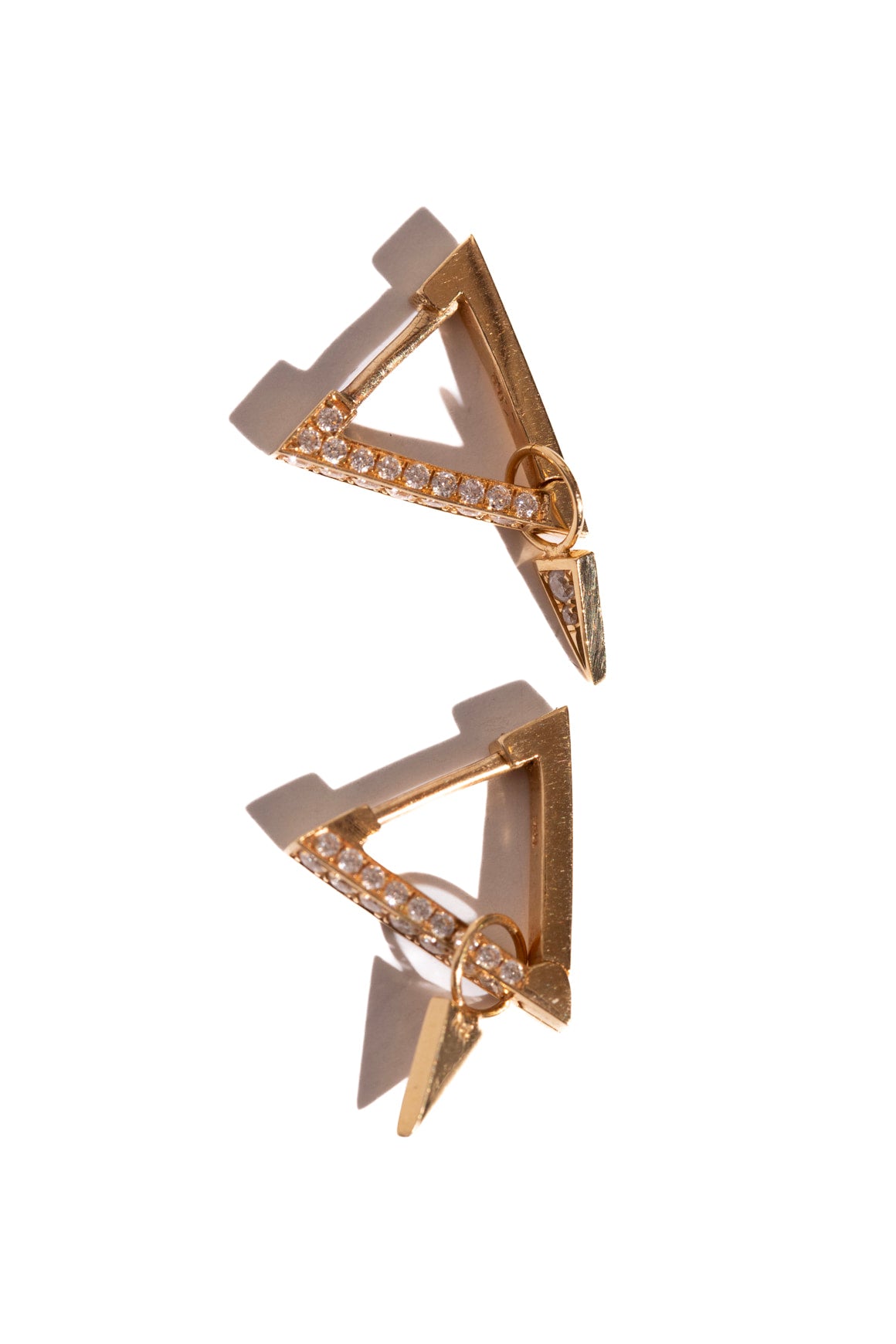 AZLEE 18K Gold Diamond Triangle Huggies