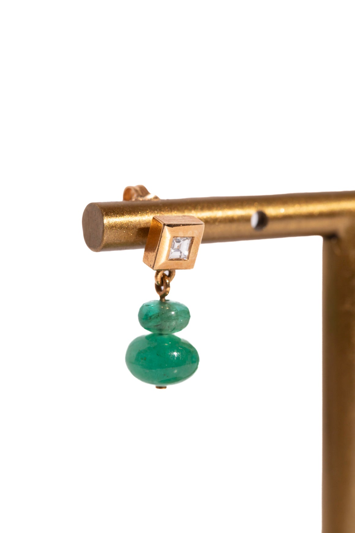 AZLEE 18k Mosaic Moss Stone Diamond Earrings