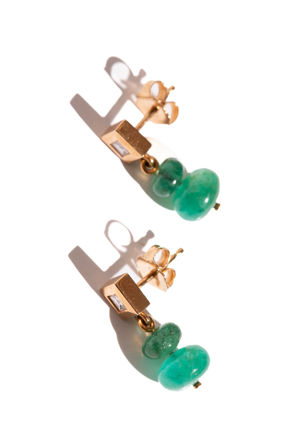 AZLEE 18k Mosaic Moss Stone Diamond Earrings