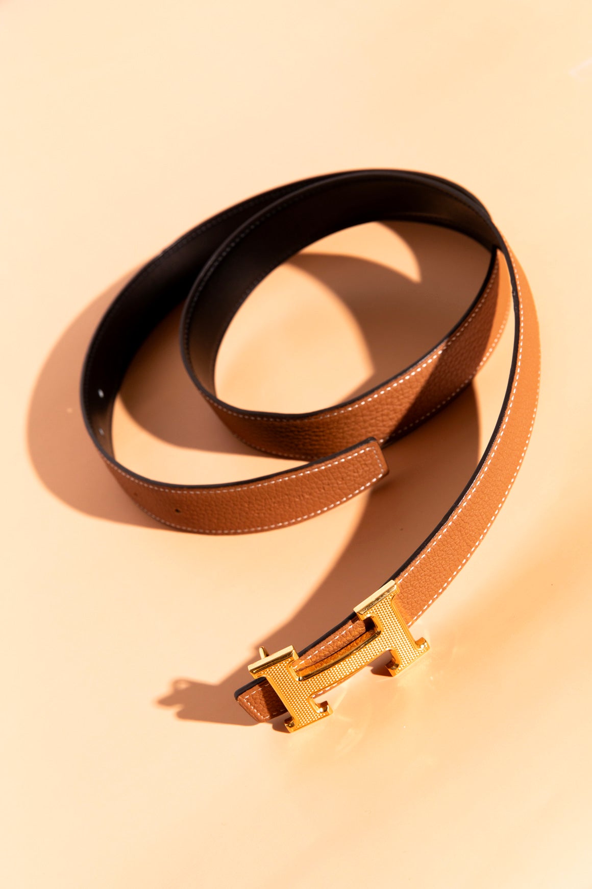 HERMES Brown & Black Reversible H Buckle Belt (100/L)