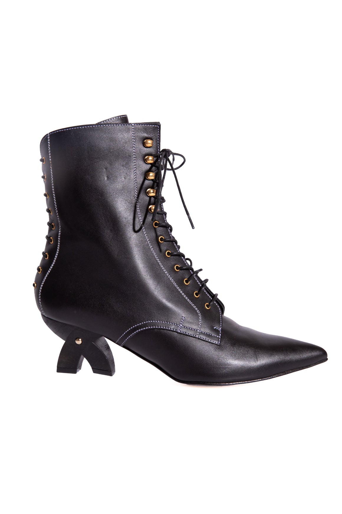LOEWE Black Lace Up Pointed Toe Booties (Sz. 40)