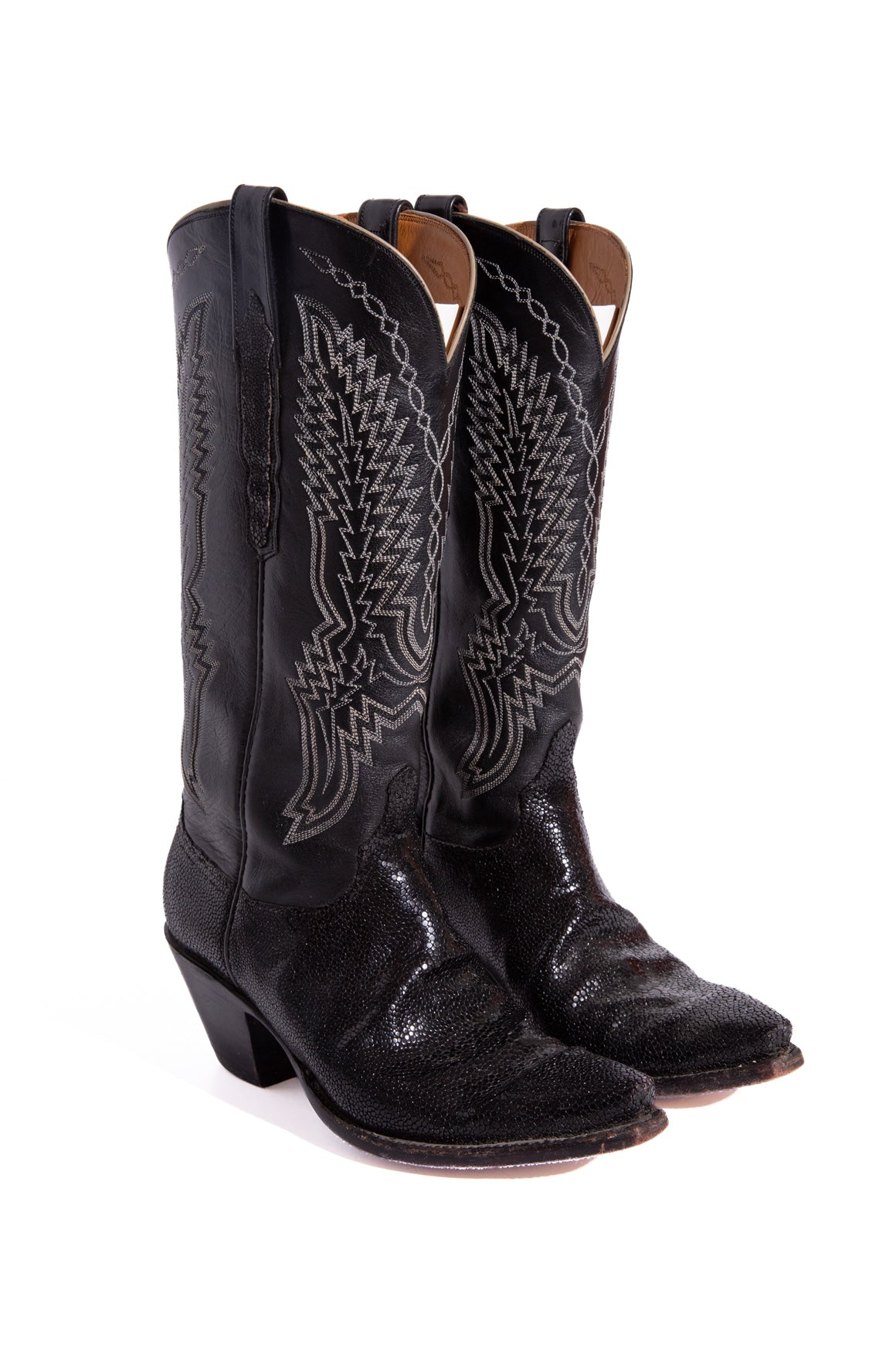 LUCCHESE Black Knee High Stingray Western Boots (Sz. 9)