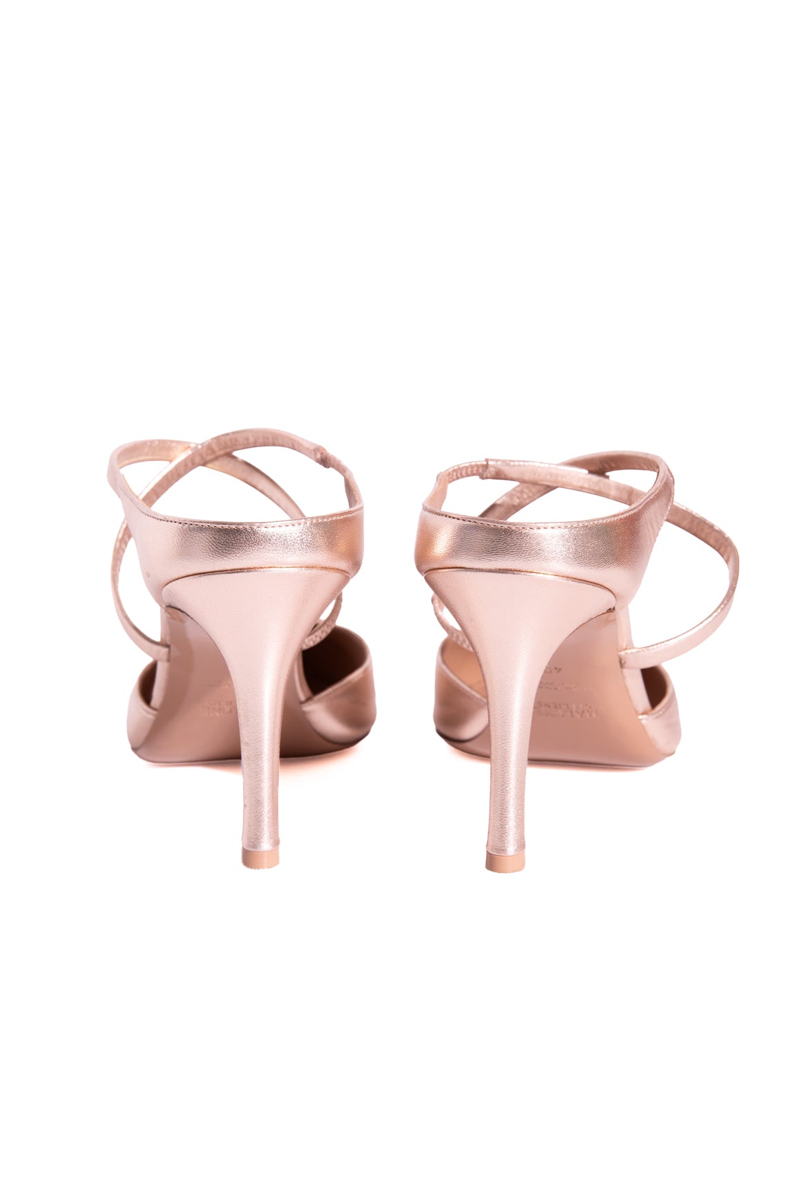 MALONE SOULIERS Rose Metallic Strappy Heeled Mules (Sz. 40)