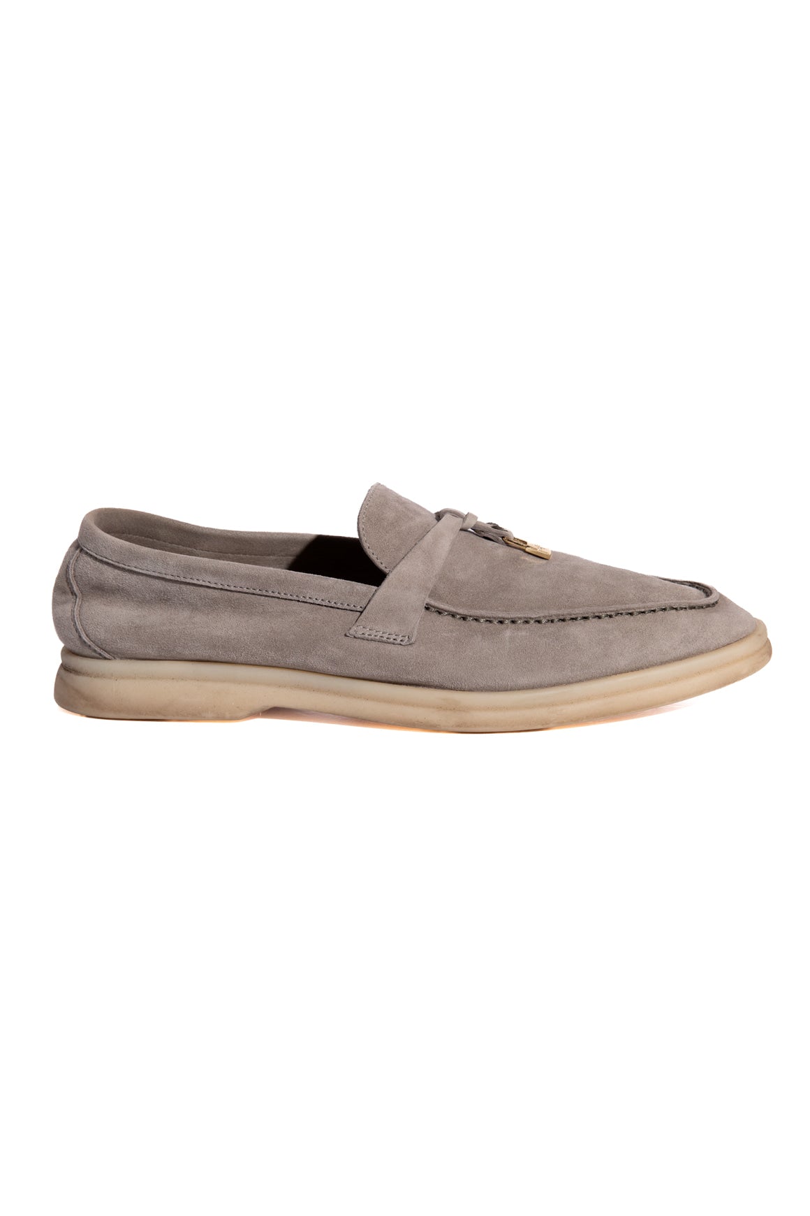 LORO PIANA Grey Suede 'Summer Walk' Loafers (Sz. 38)