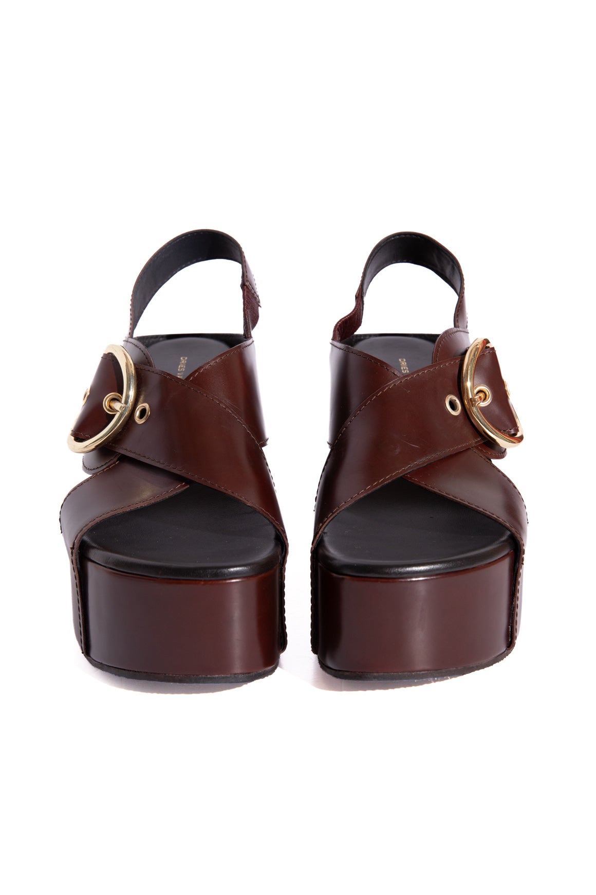 DRIES VAN NOTEN Chocolate Leather Platform Sandals (Sz. 36)