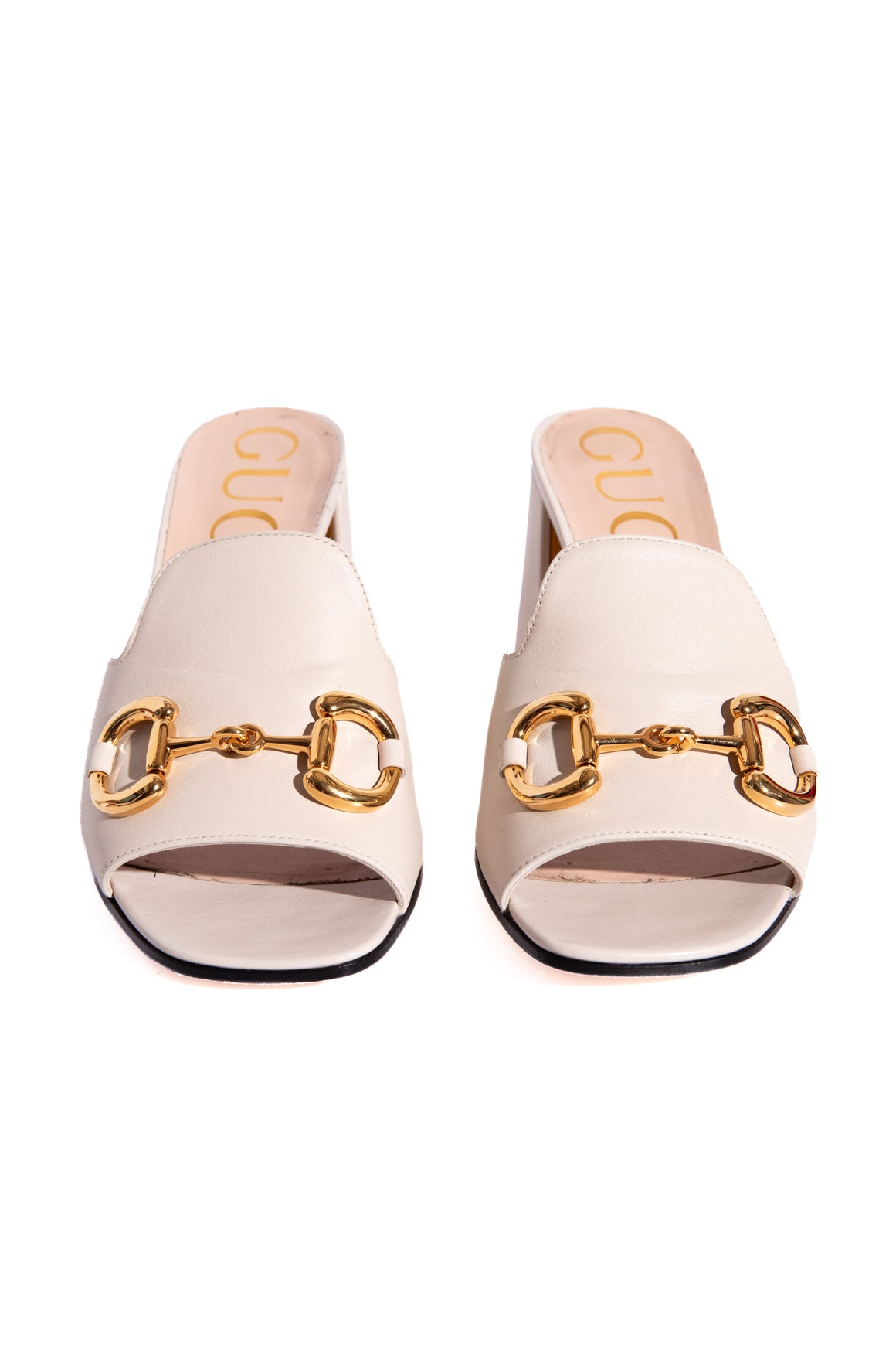 GUCCI Cream Horse-bit Block Heel Mules (Sz. 39)