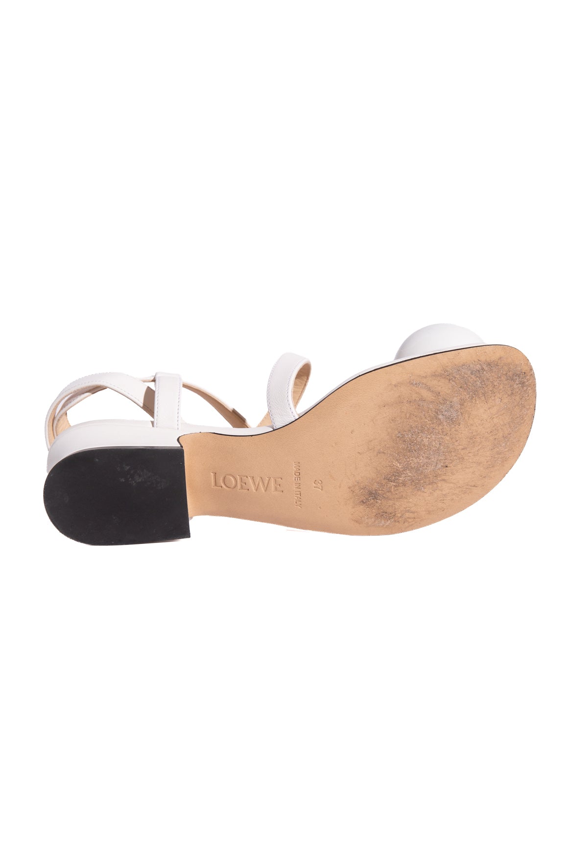 LOEWE White Pebbled Toe Calle Sandals (Sz. 37)