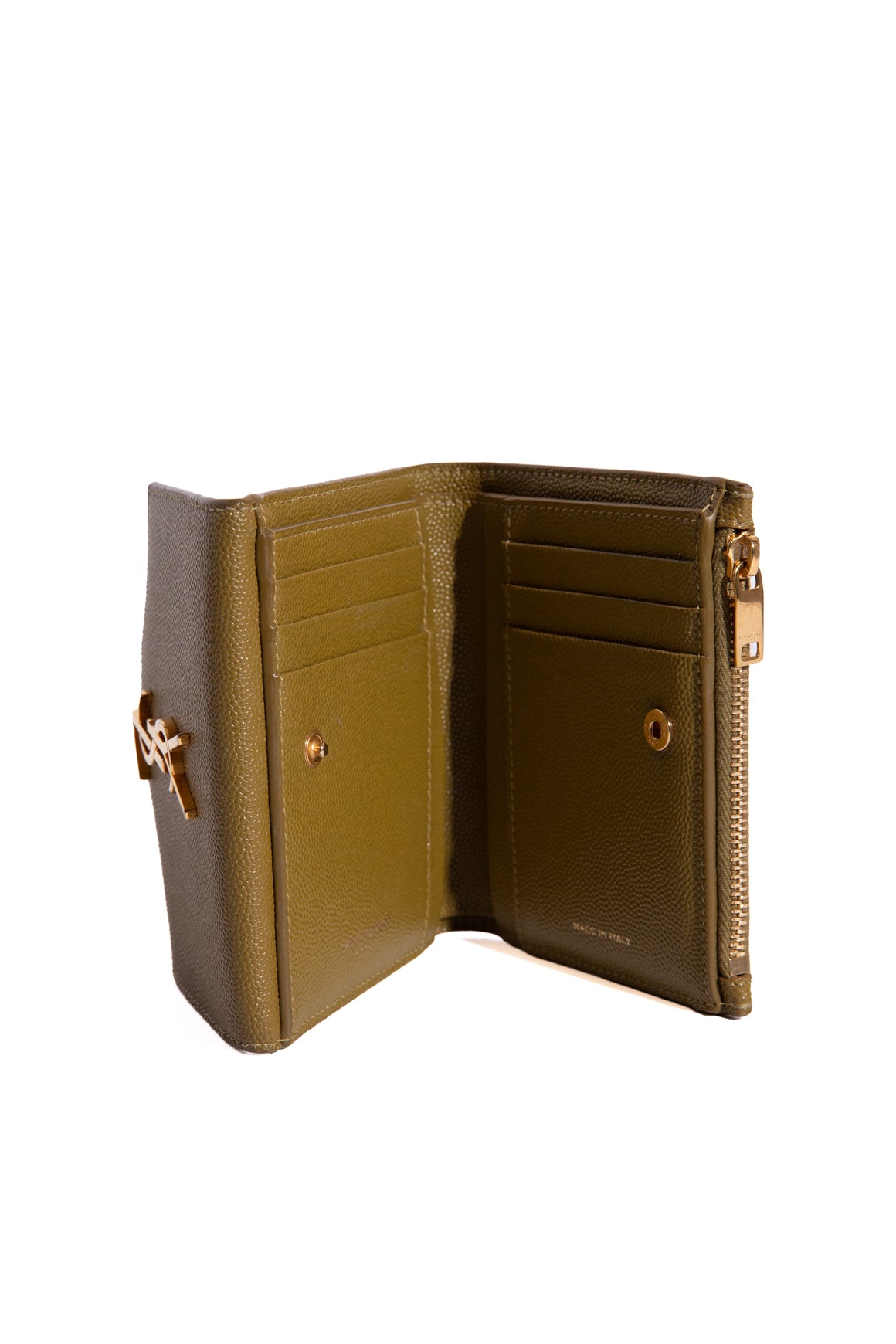 SAINT LAURENT Olive Uptown Compact Wallet