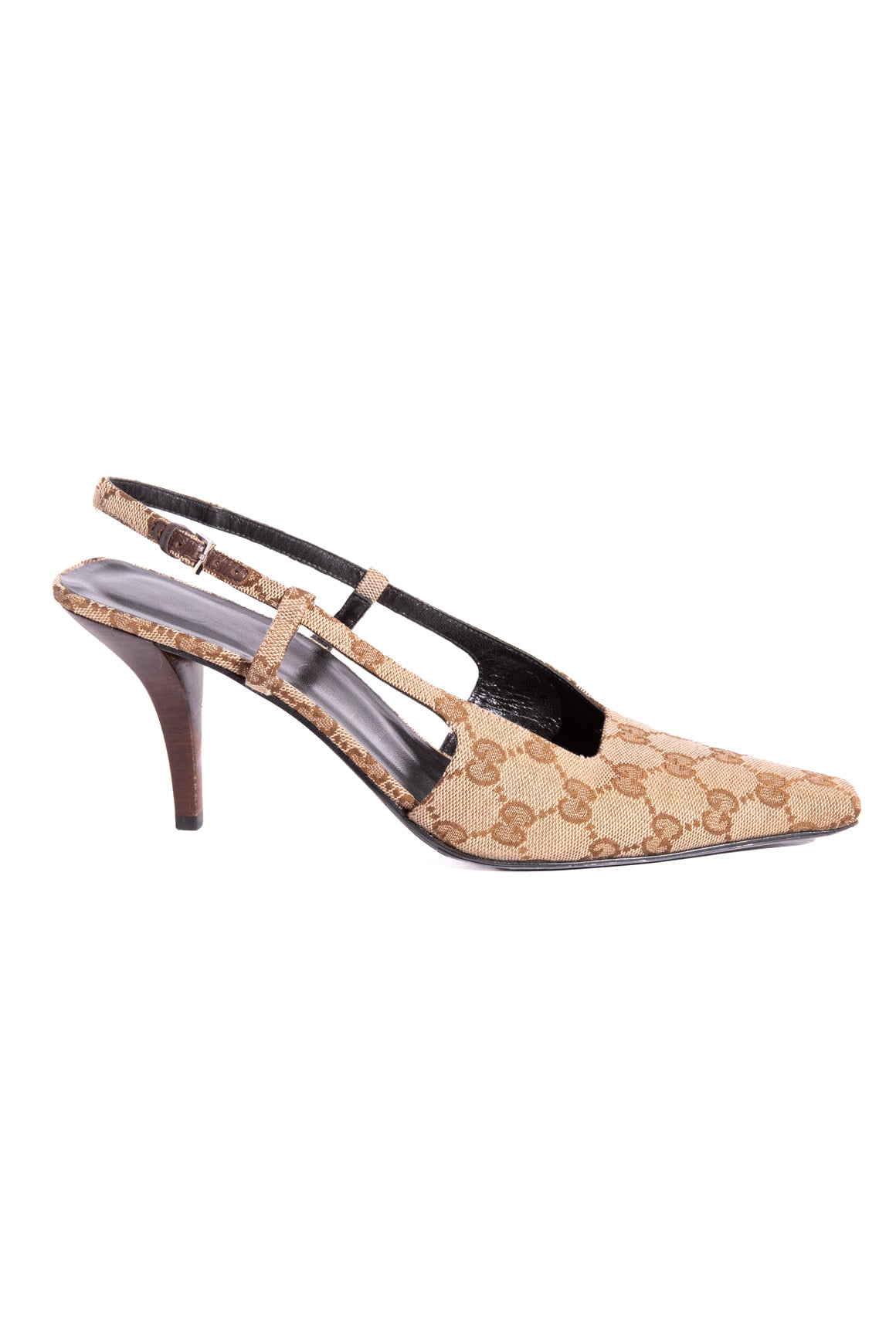 GUCCI Tan GG Canvas Slingback Heels (Sz. 40)
