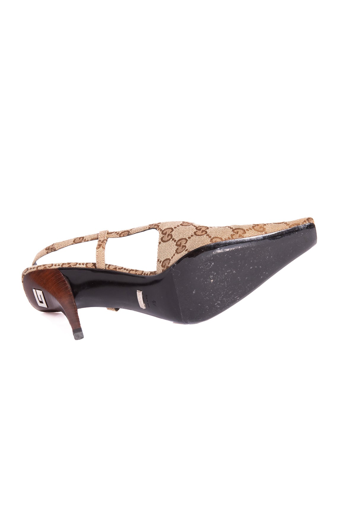 GUCCI Tan GG Canvas Slingback Heels (Sz. 40)