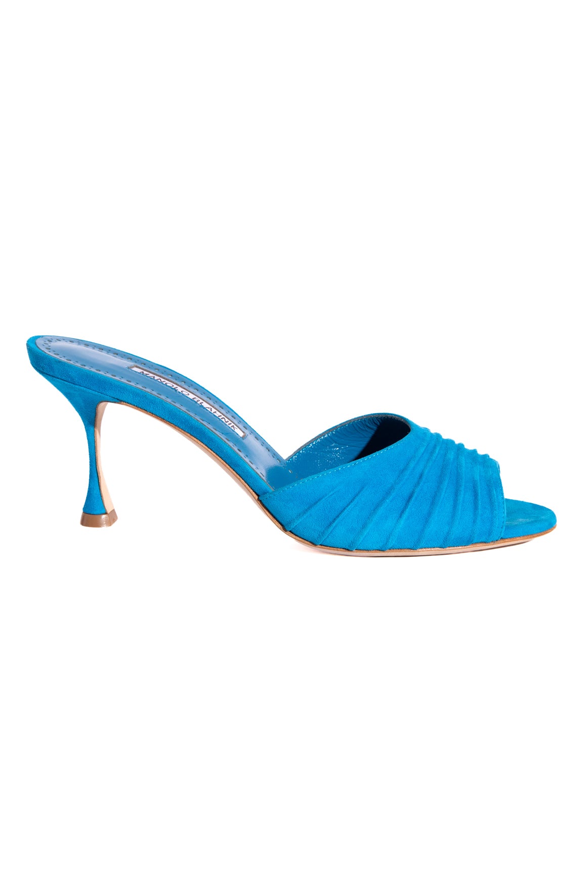 MANOLO BLAHNIK Blue Suede Heeled Mules (Sz. 39)