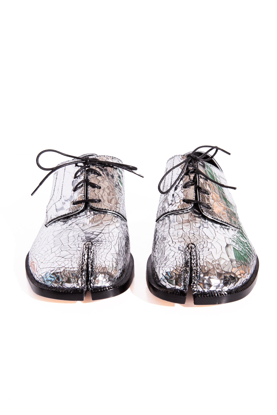 MAISON MARGEILA Silver Broken Mirror Tabi Brogues (Sz. 40)