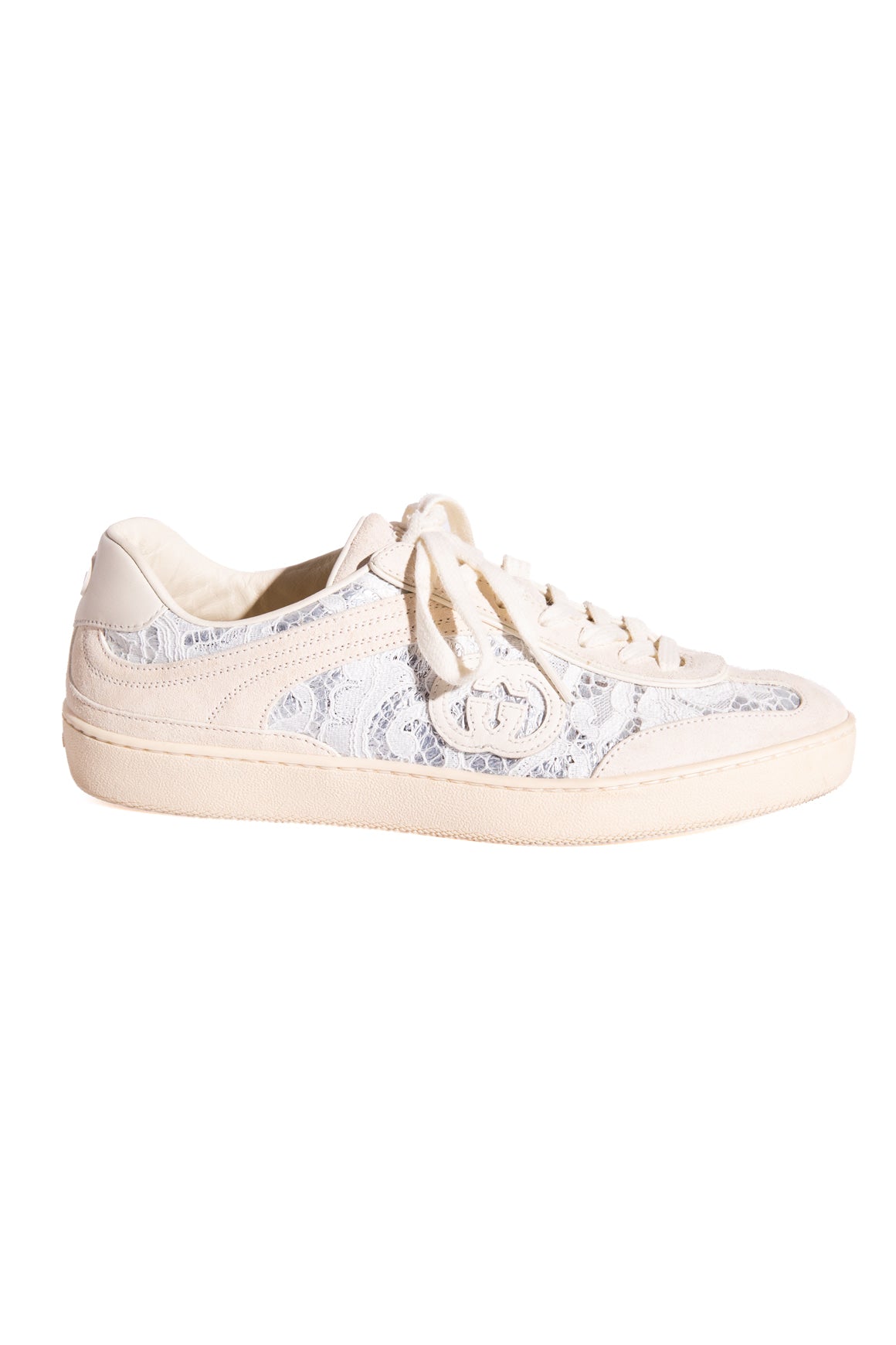 GUCCI White Lace G75 Low Top Sneakers (Sz. 39)