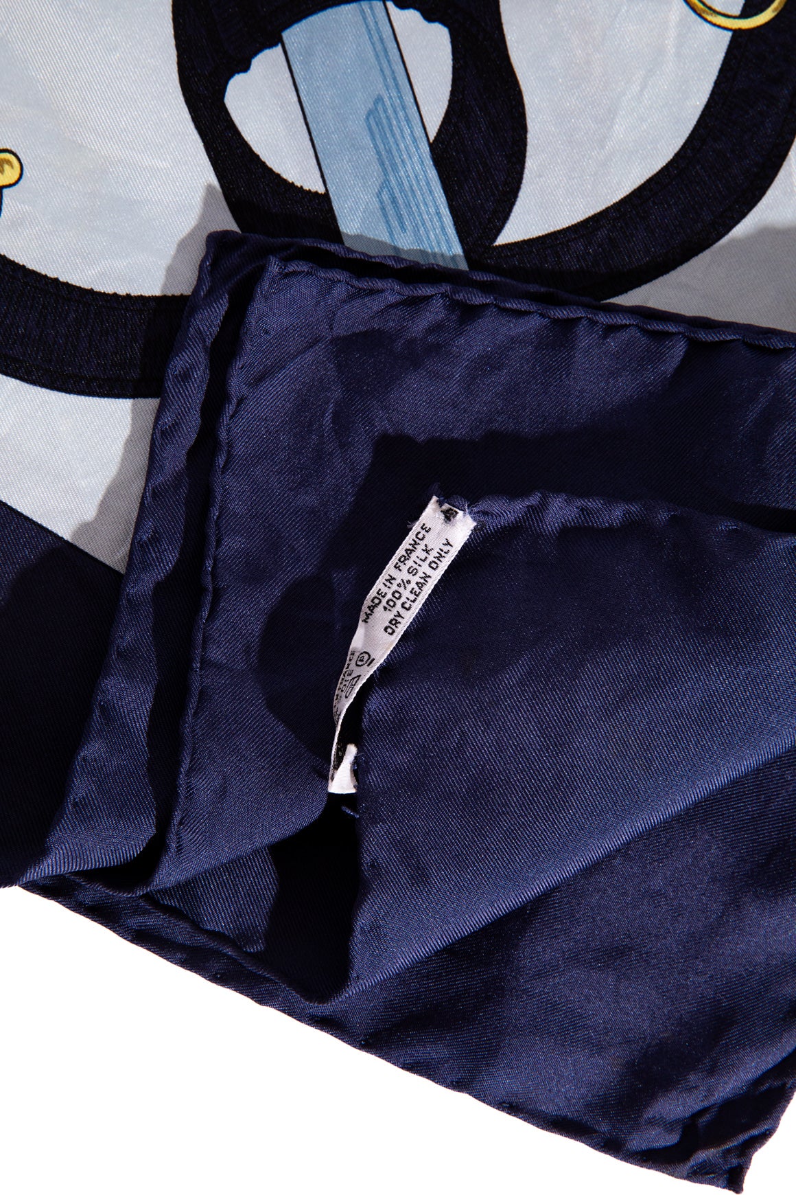 HERMES Blue 'H.D Origny' Print Silk Square Scarf