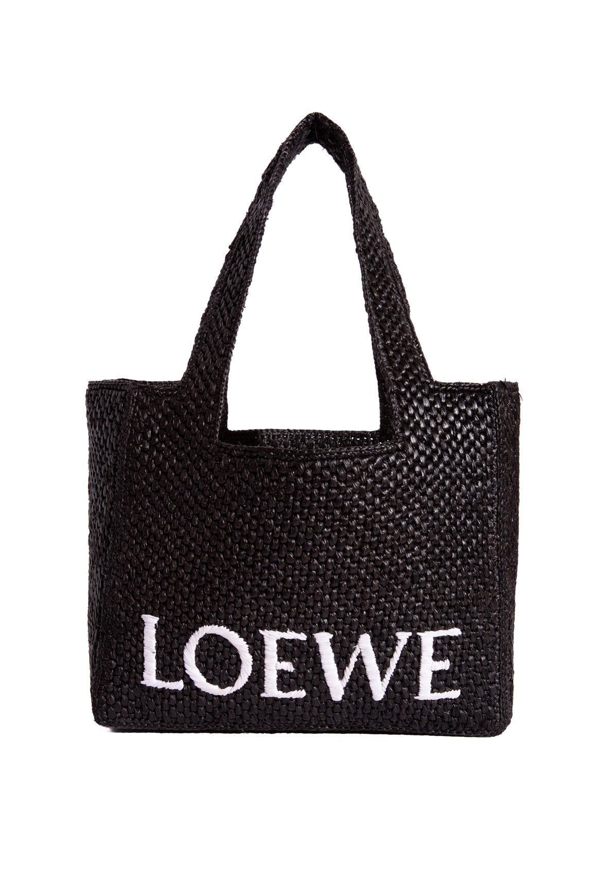 LOEWE Black Anagram Front Raffia Tote