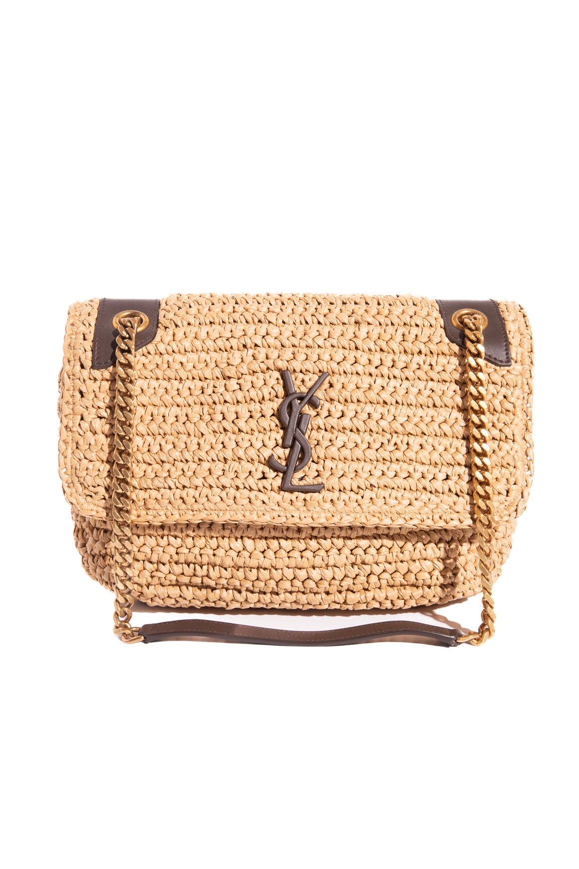 SAINT LAURENT Raffia Niki Shoulder Bag