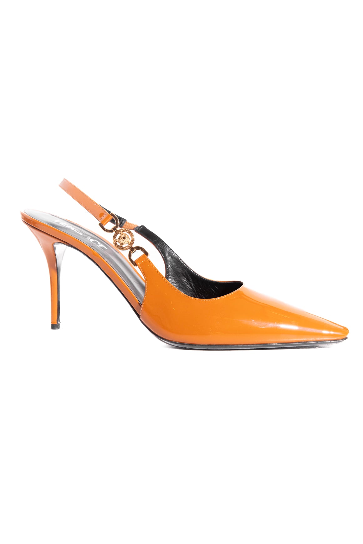 VERSACE Rust Patent Slingback Medusa Pumps (Sz. 41)