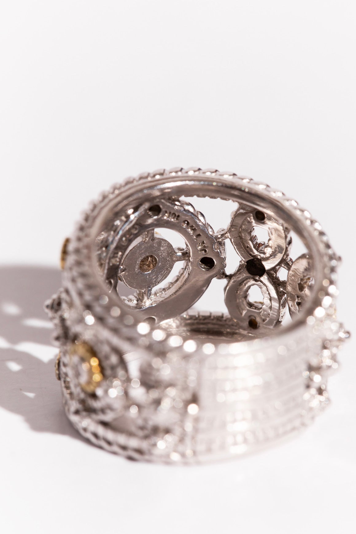 JUDITH RIPKA Silver/18K Diamond Detail Cigar Band