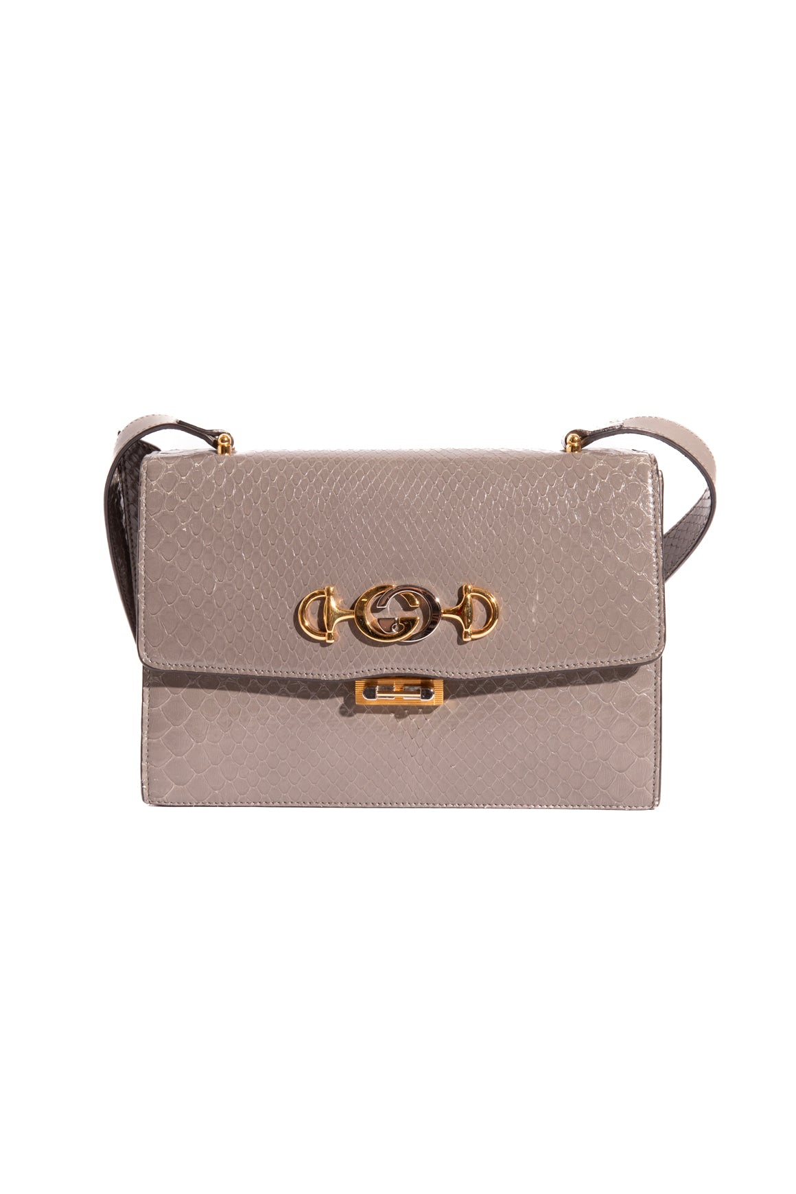 GUCCI Grey Python "Zumi" Crossbody Bag