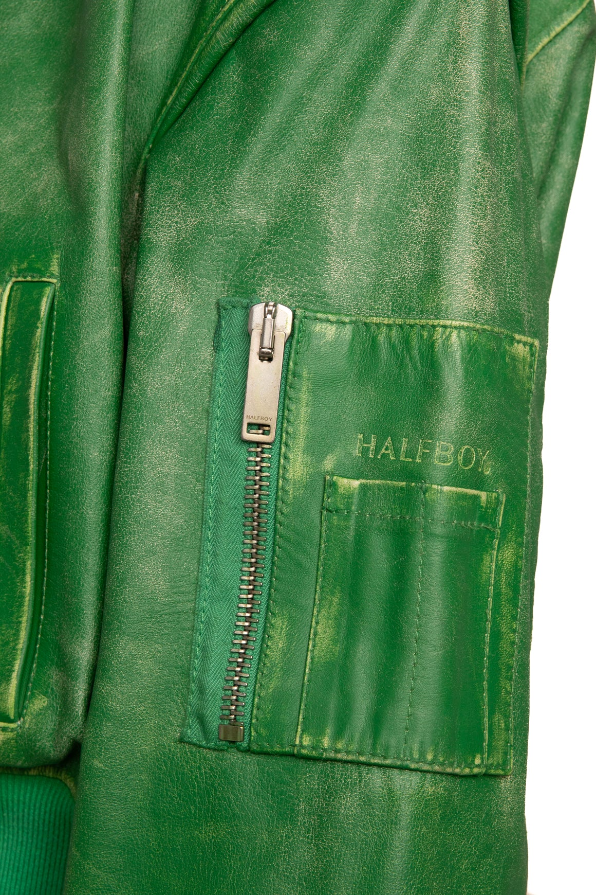 HALFBOY Green Leather Jacket (Sz. S)