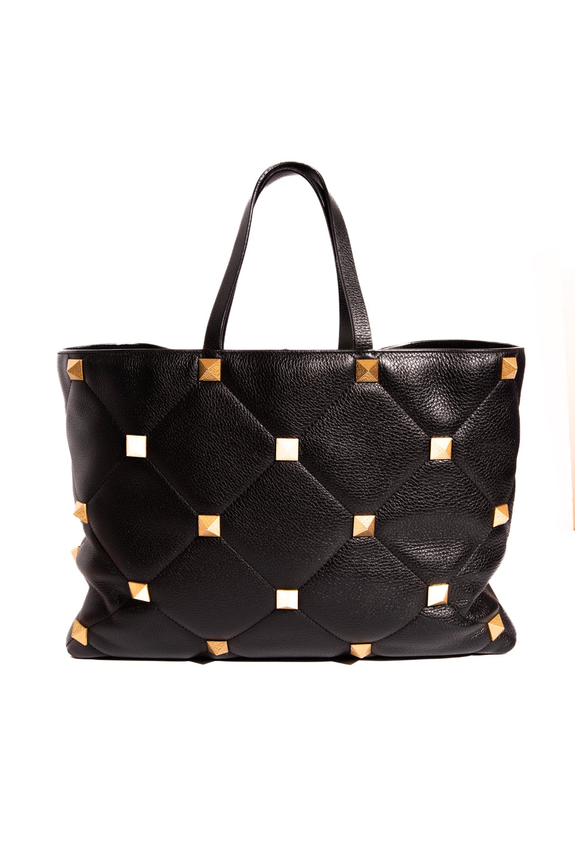 VALENTINO Black Large Rockstud Leather Roma Tote