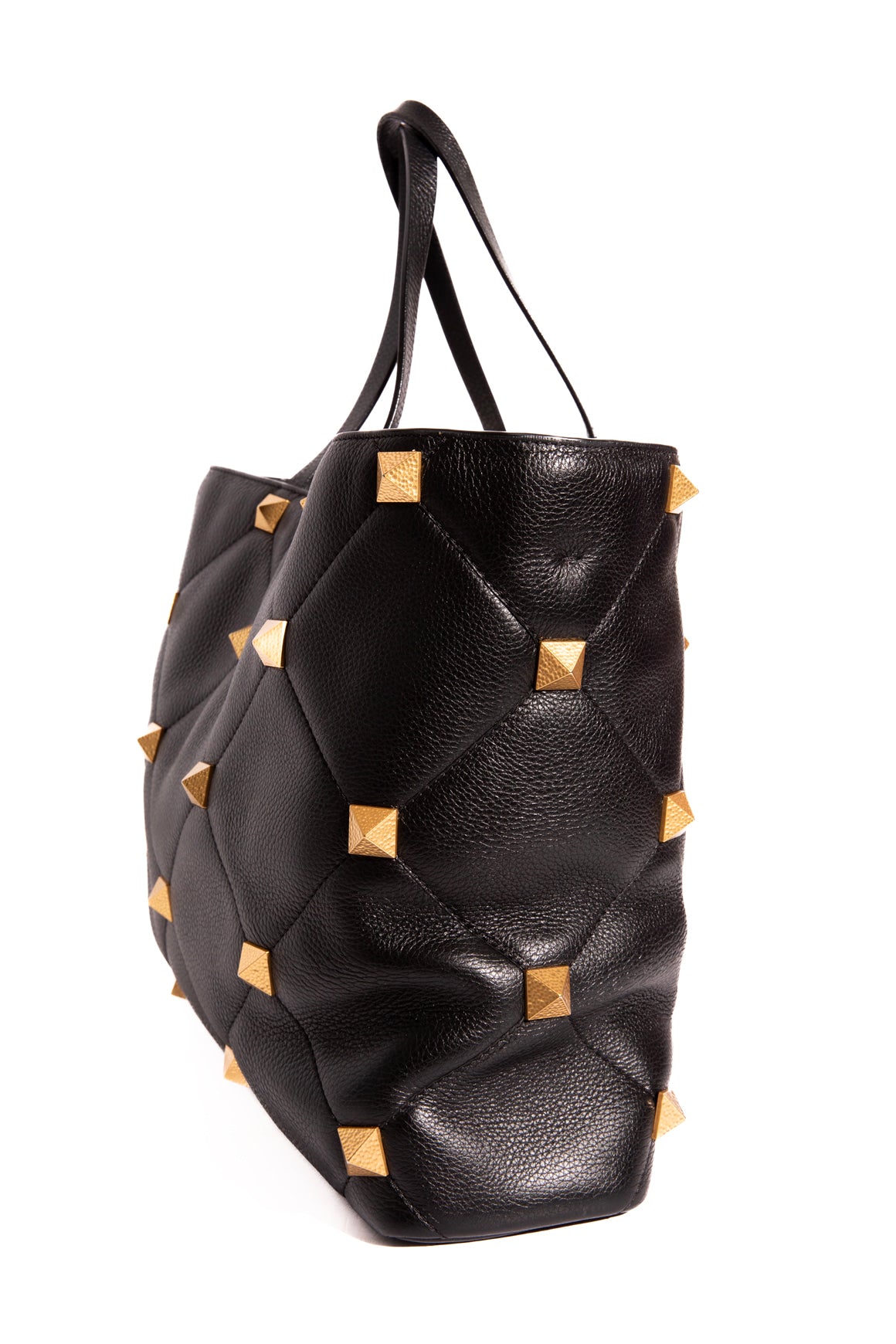 VALENTINO Black Large Rockstud Leather Roma Tote