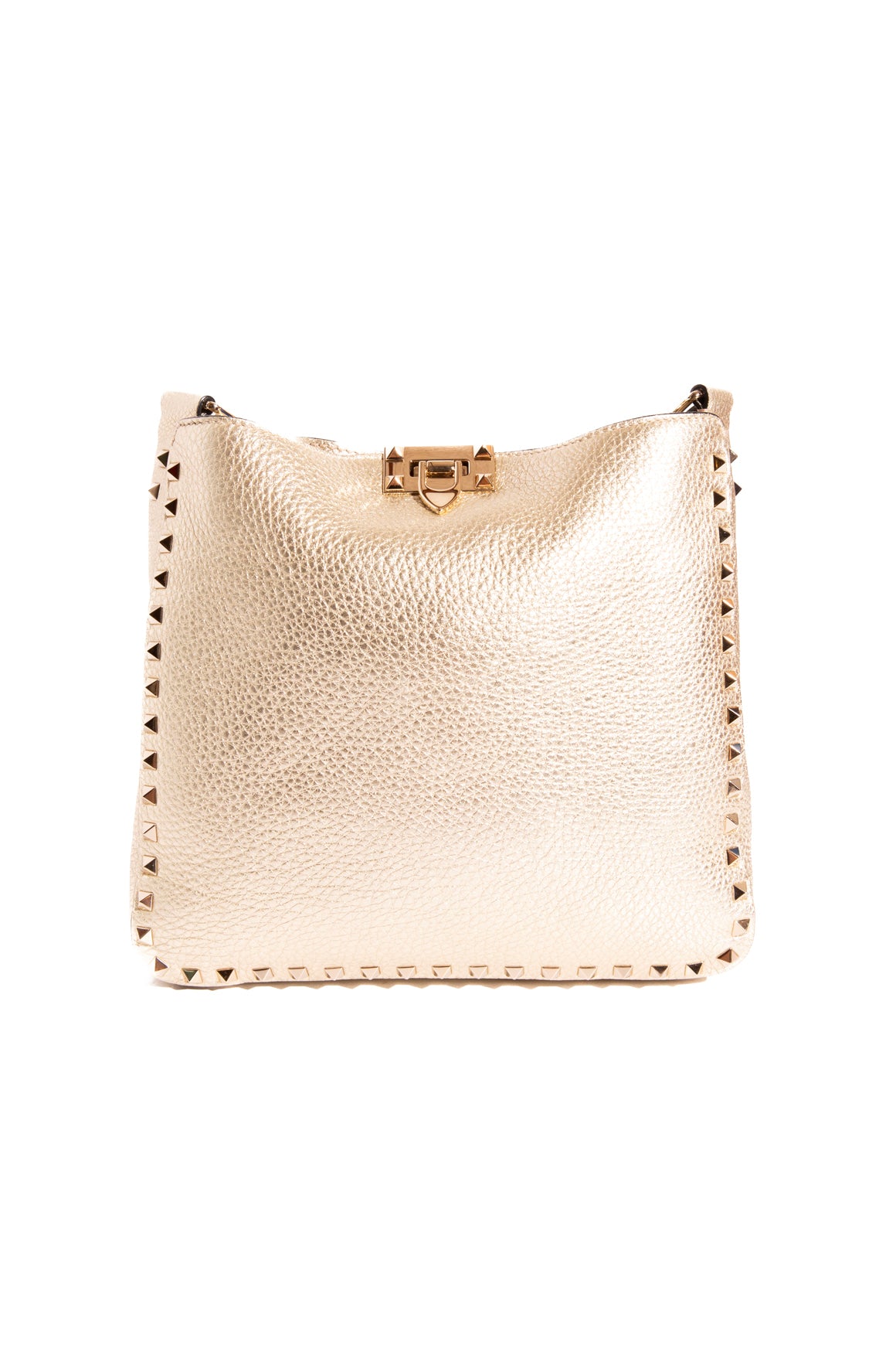 VALENTINO Gold Metallic Flip Lock Messenger Bag | MOSS Designer