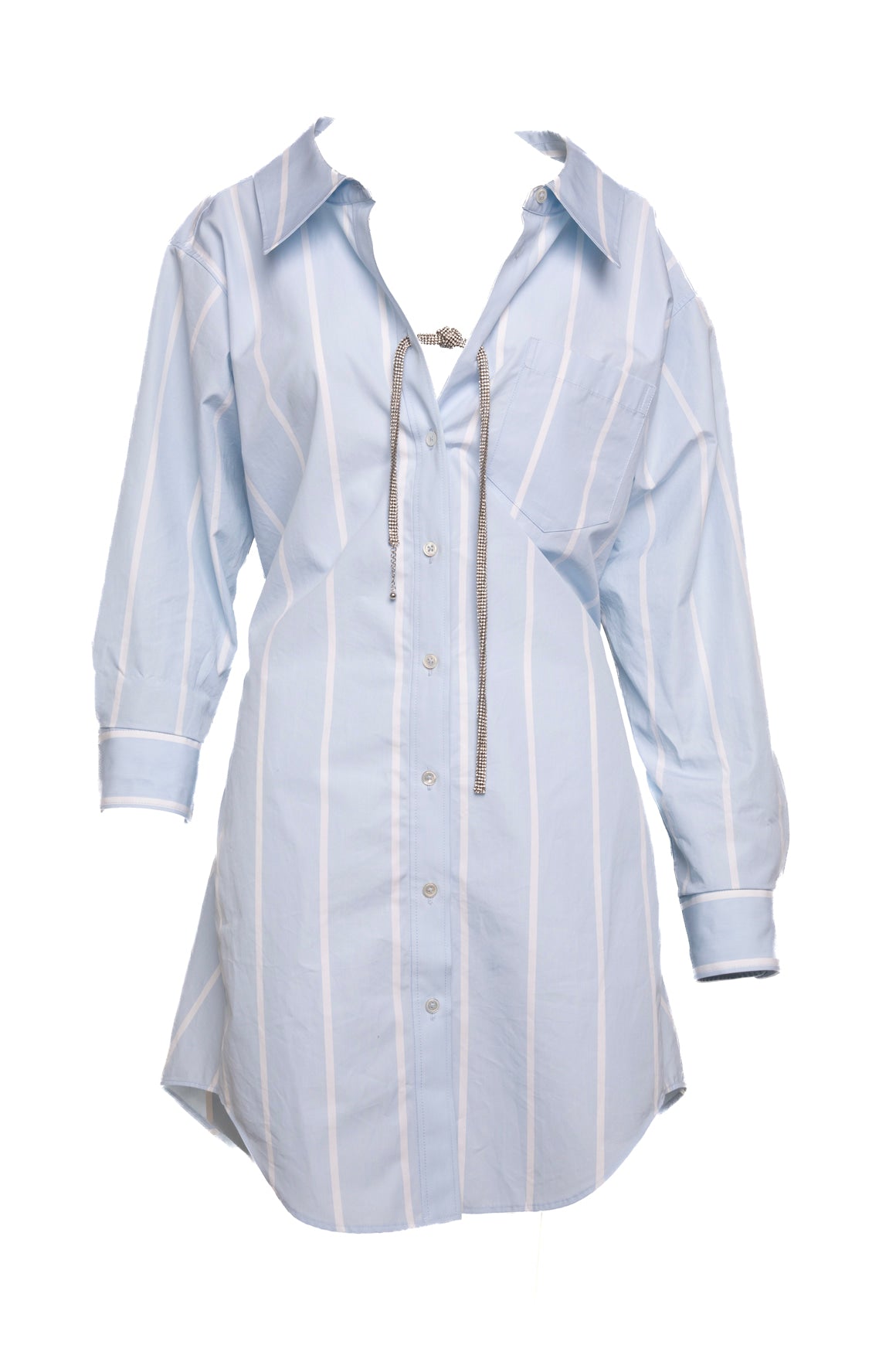 ALEXANDER WANG Blue Striped Shirt-Dress (Sz. 6)