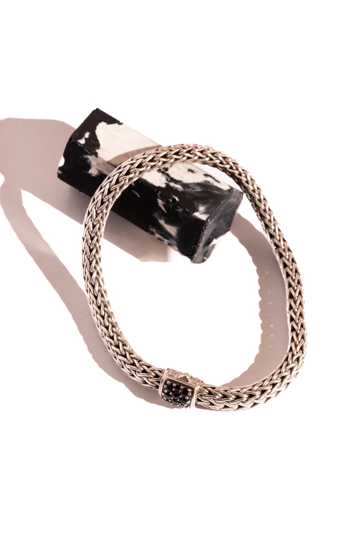 JOHN HARDY Silver Flex Cuff Icon Bracelet With Black Sapphire