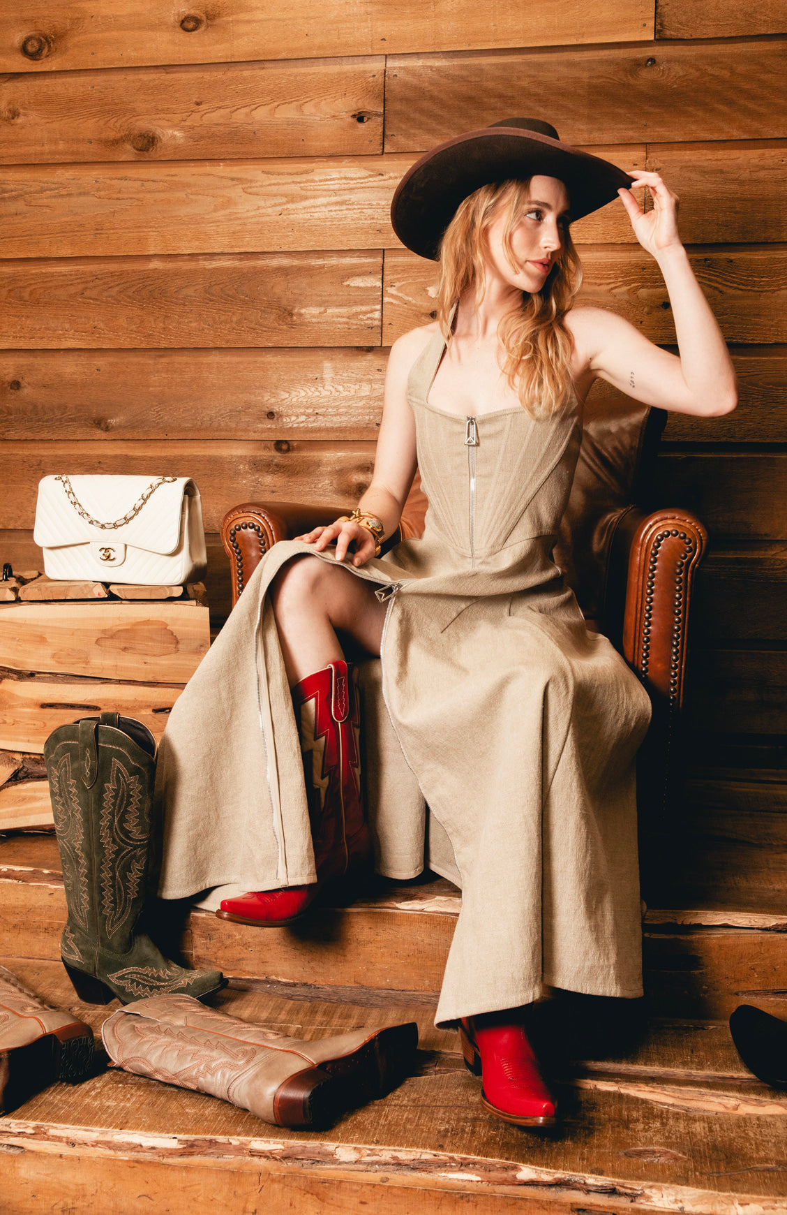 BOTTEGA VENETA Canvas Halter Dress (Sz. 38/2)