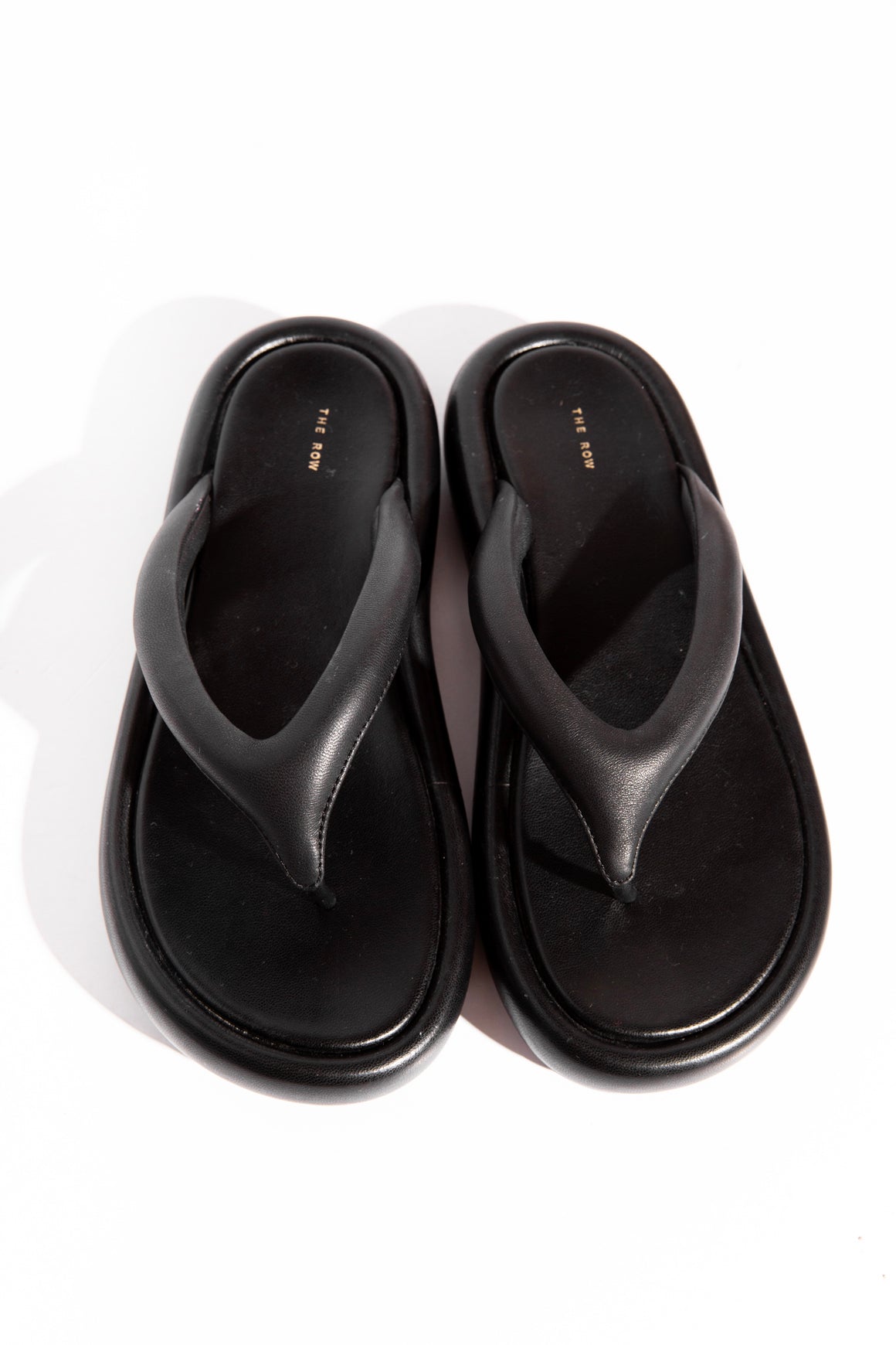 THE ROW Black Padded Ginza Flip Flops (Sz. 37)