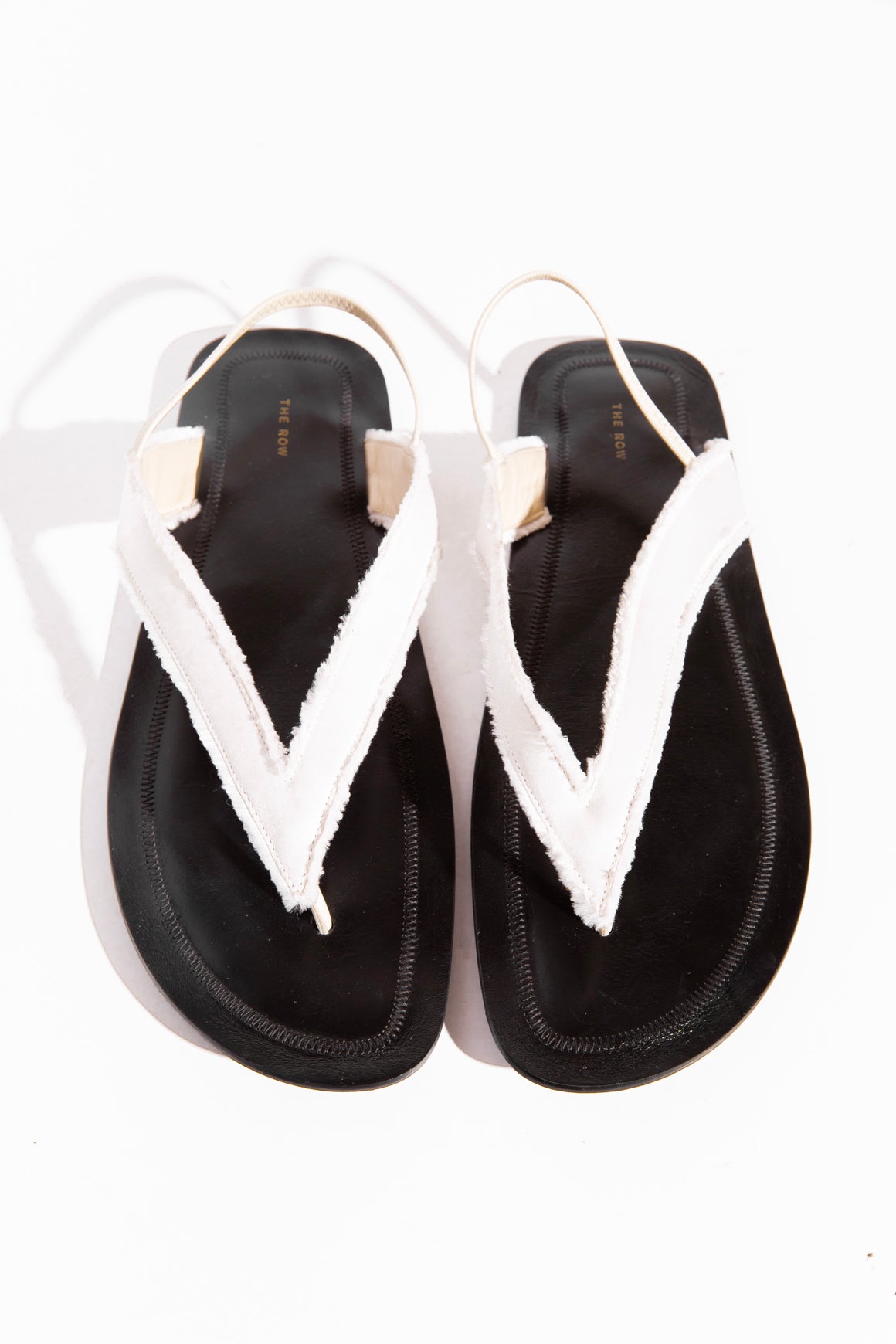 THE ROW "Fray" White and Black Thong Sandals (Sz. 40)