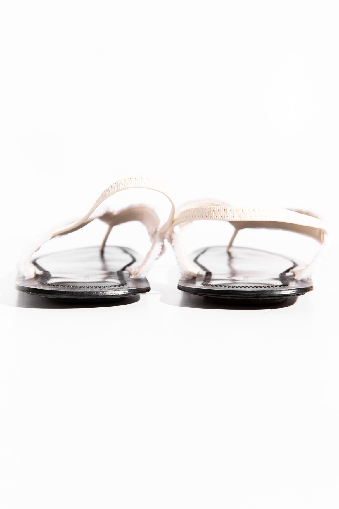 THE ROW "Fray" White and Black Thong Sandals (Sz. 40)