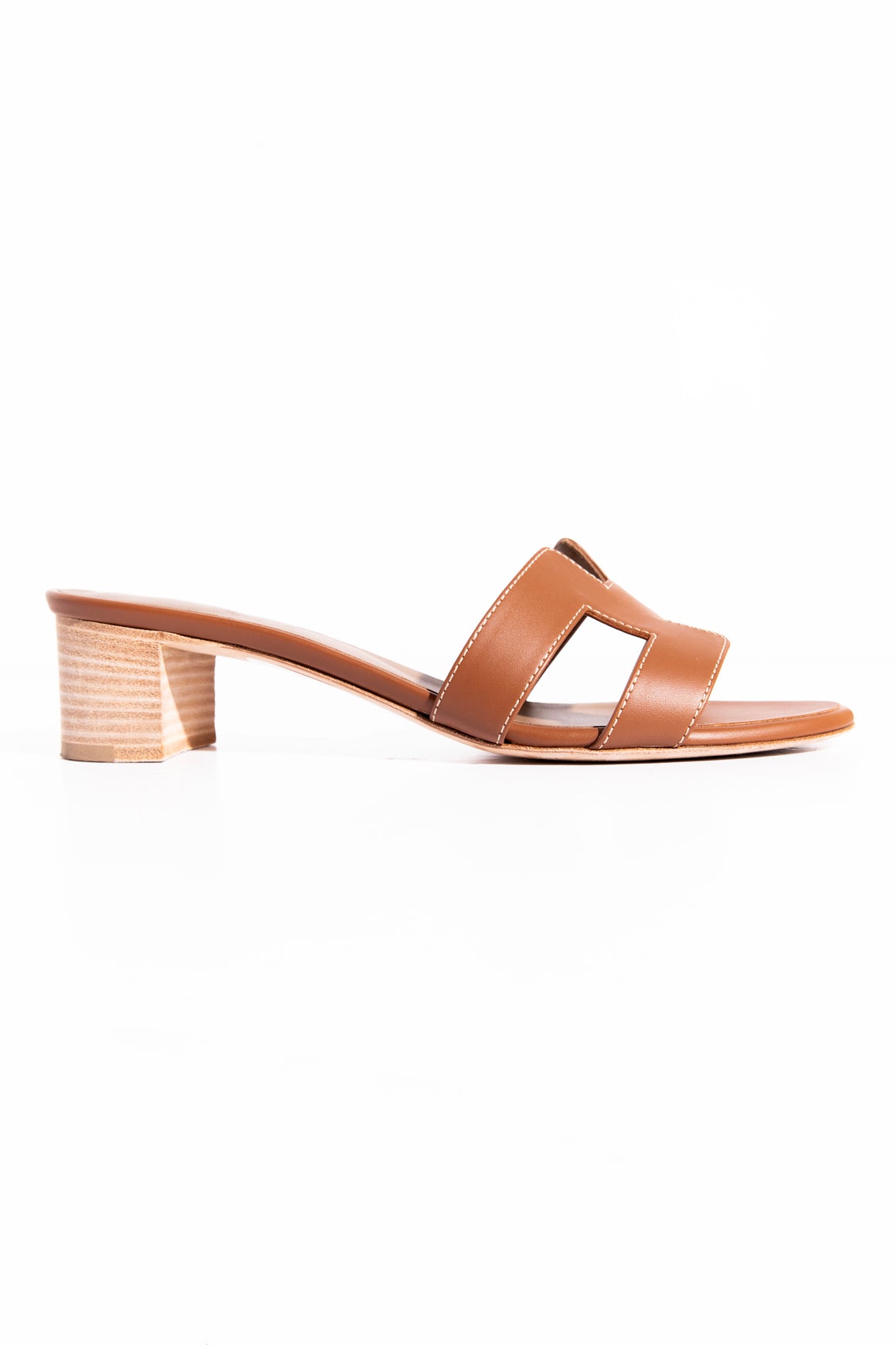 HERMES Brown Oran Heeled Sandals (Sz. 38.5)