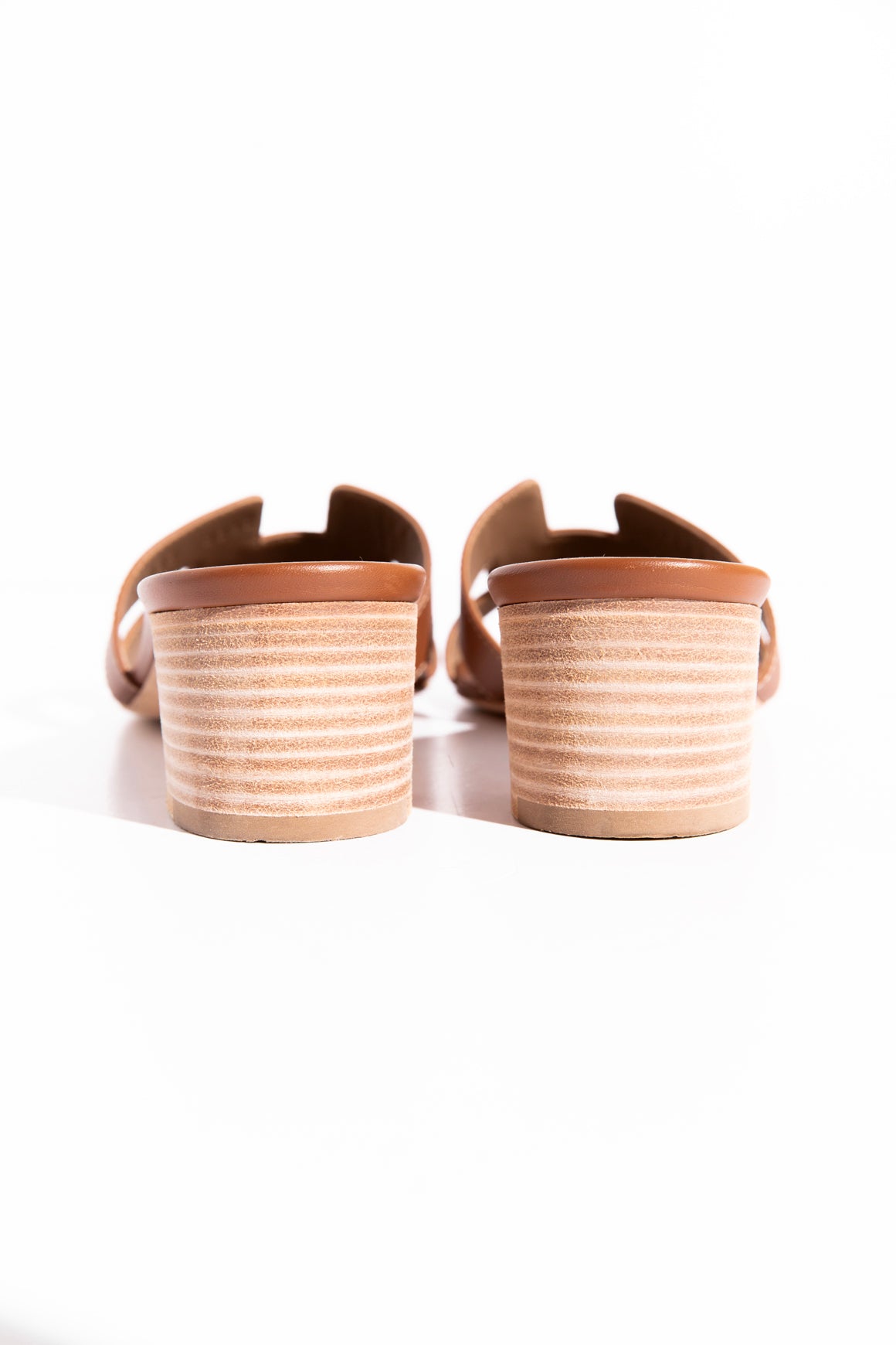 HERMES Brown Oran Heeled Sandals (Sz. 38.5)