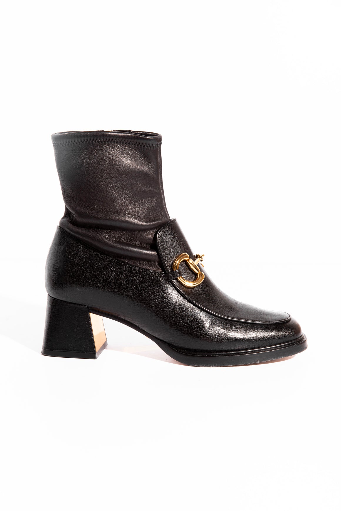 GUCCI Black Calfskin Horsebit Ankle Boots (Sz. 38)