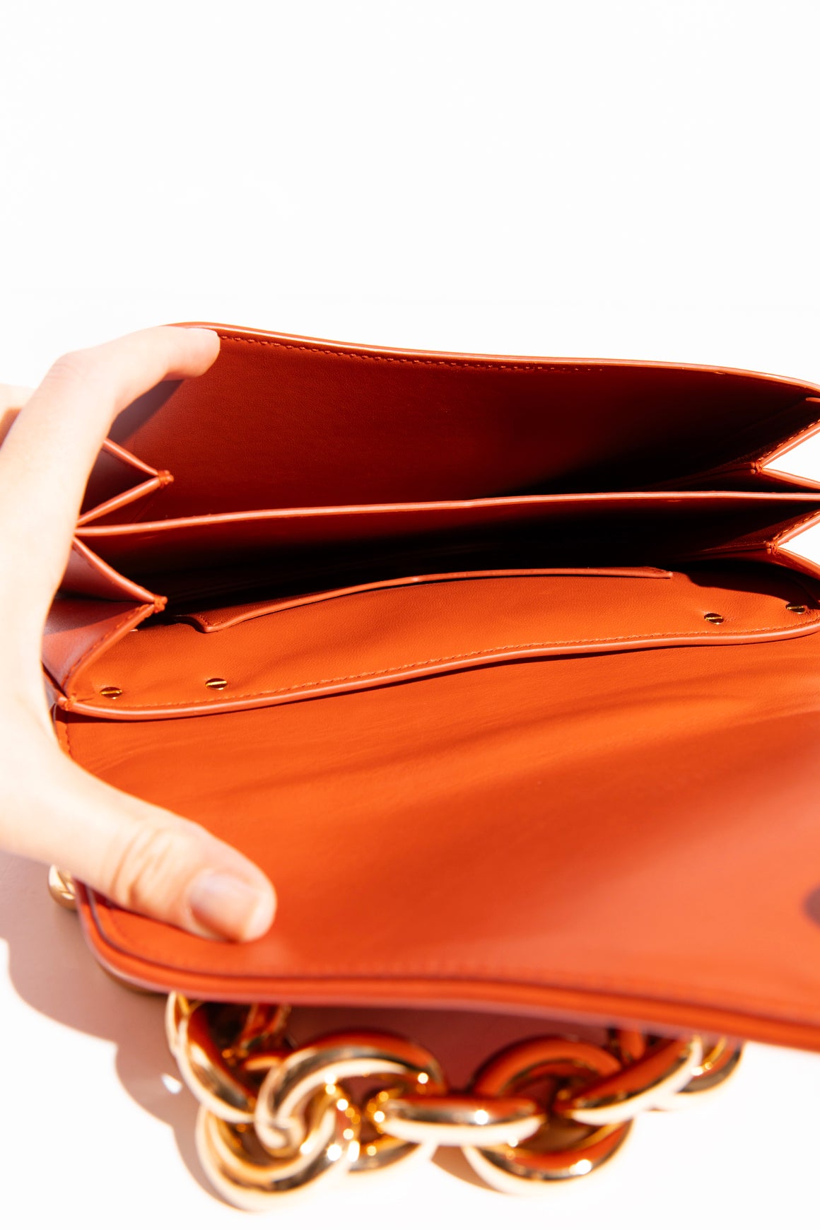 BOTTEGA VENETA Mount Leather Bag in Orange